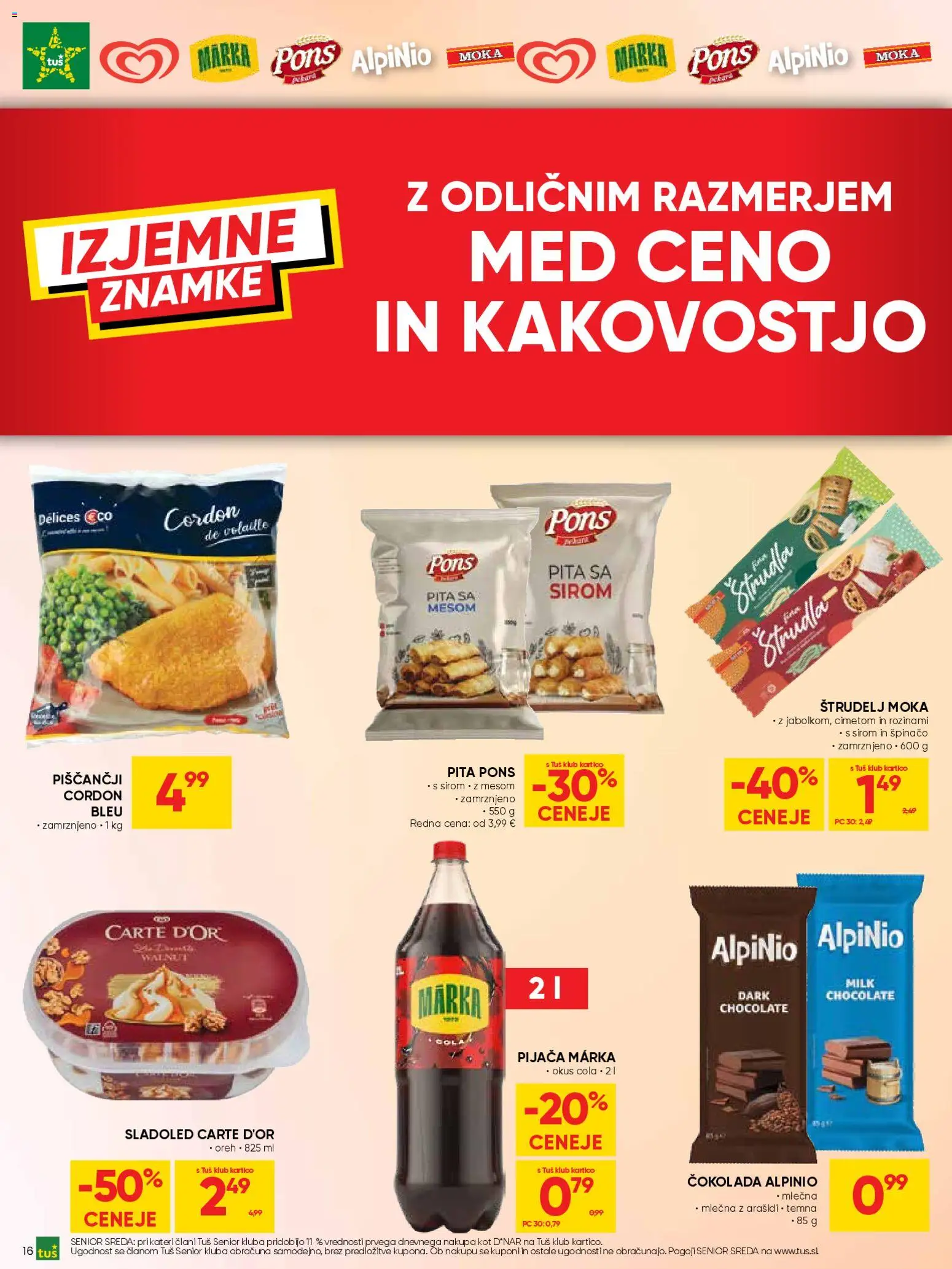 Novi Tuš katalog ponudbe – veljaven od 22.04.2026 | Stran: 16 | Izdelki: Moka, Pita, Cokolada, Sladoled