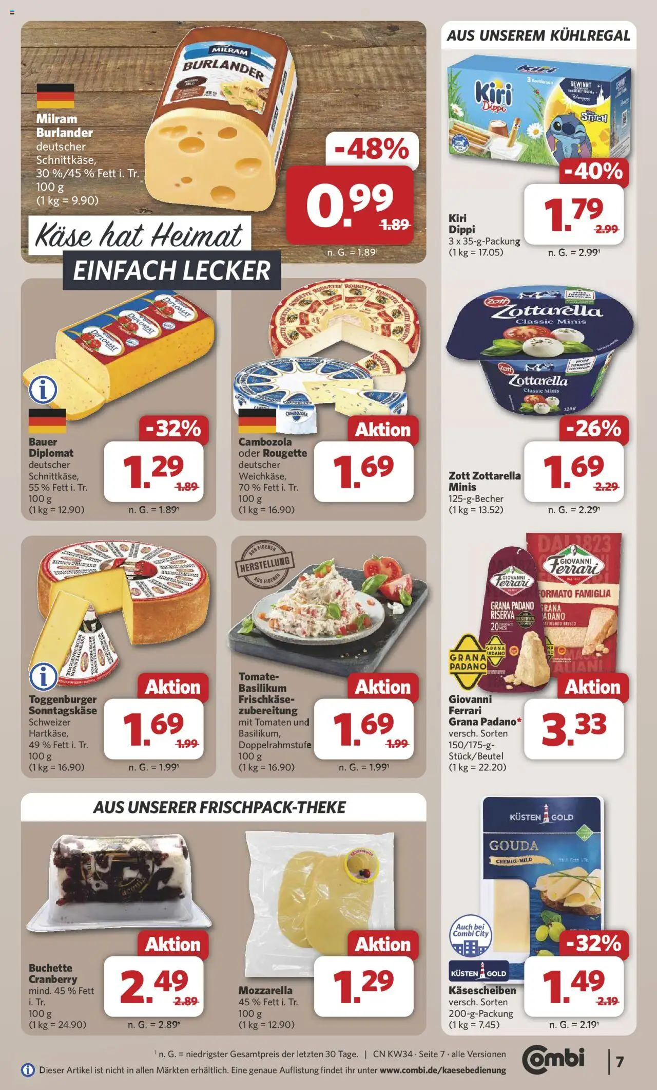 Combi Prospekt 	 - gültig ab dem 18.08.2025 | Seite: 7 | Produkte: Käse, Mozzarella, Gouda, Tomaten
