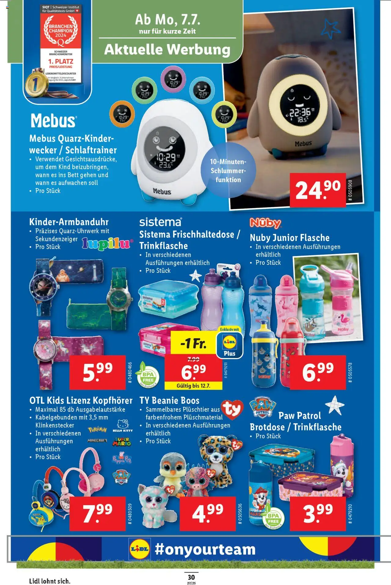 Lidl Aktionen ab 03.07.2025 | Seite: 30 | Produkte: Bett, Wecker, Kopfhörer