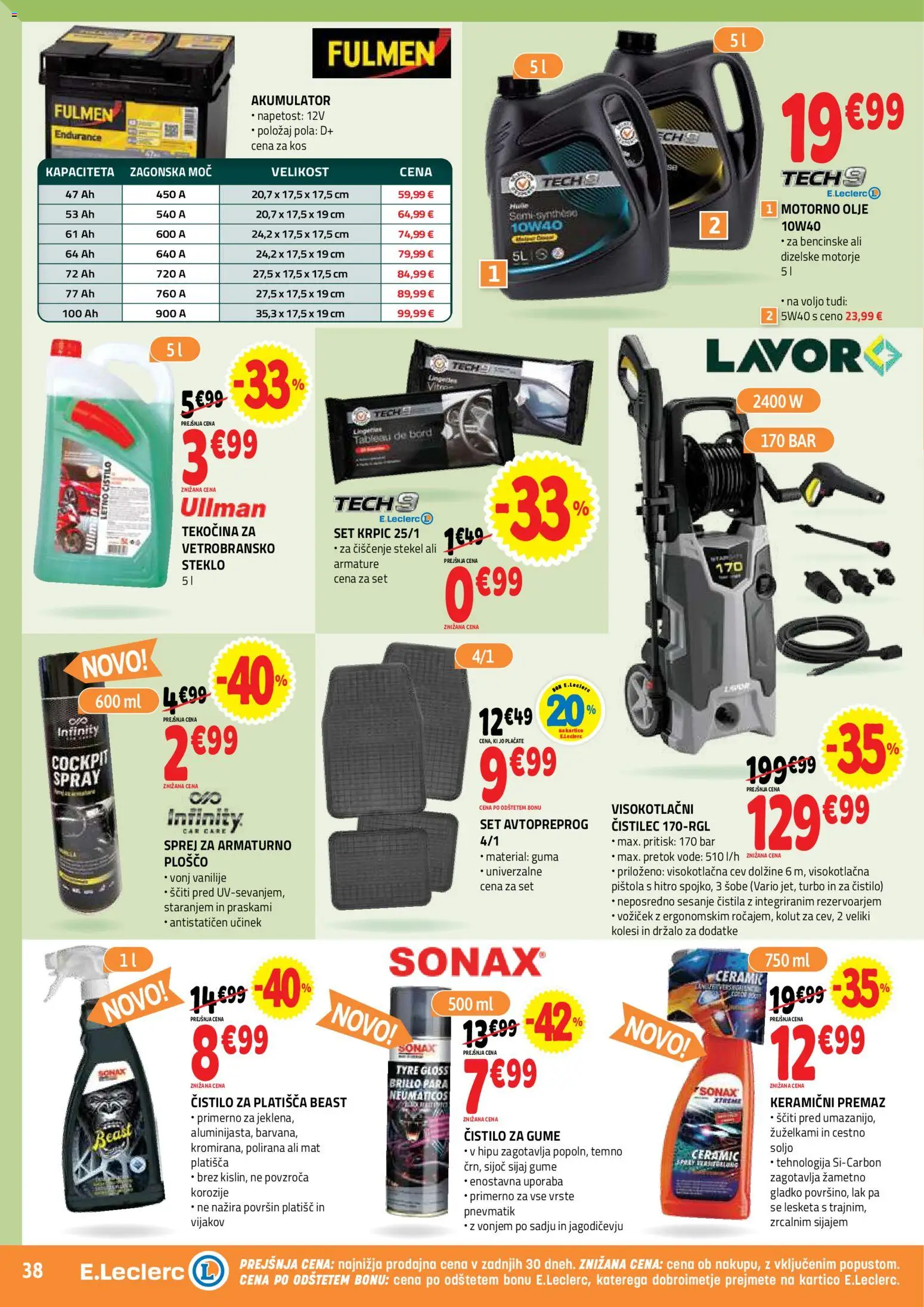 Novi E.leclerc katalog ponudbe – veljaven od 25.03.2026 | Stran: 38 | Izdelki: Kos, Olje, Lak, Voziček