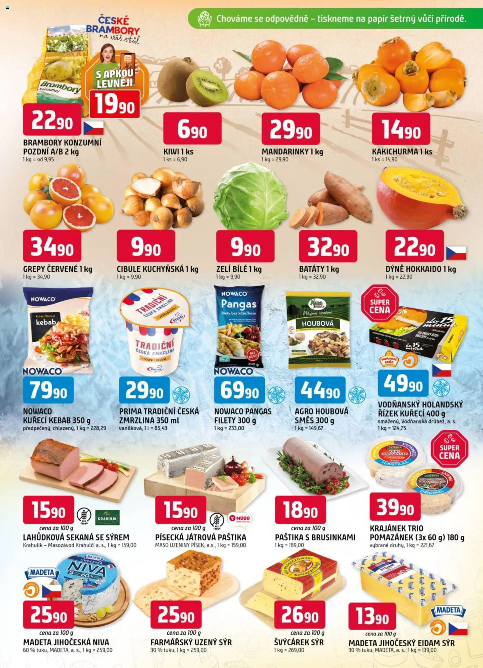 Trefa leták od 07.01.2026 | Strana: 3 | Produkty: Kiwi, Zmrzlina, Kebab, Maso