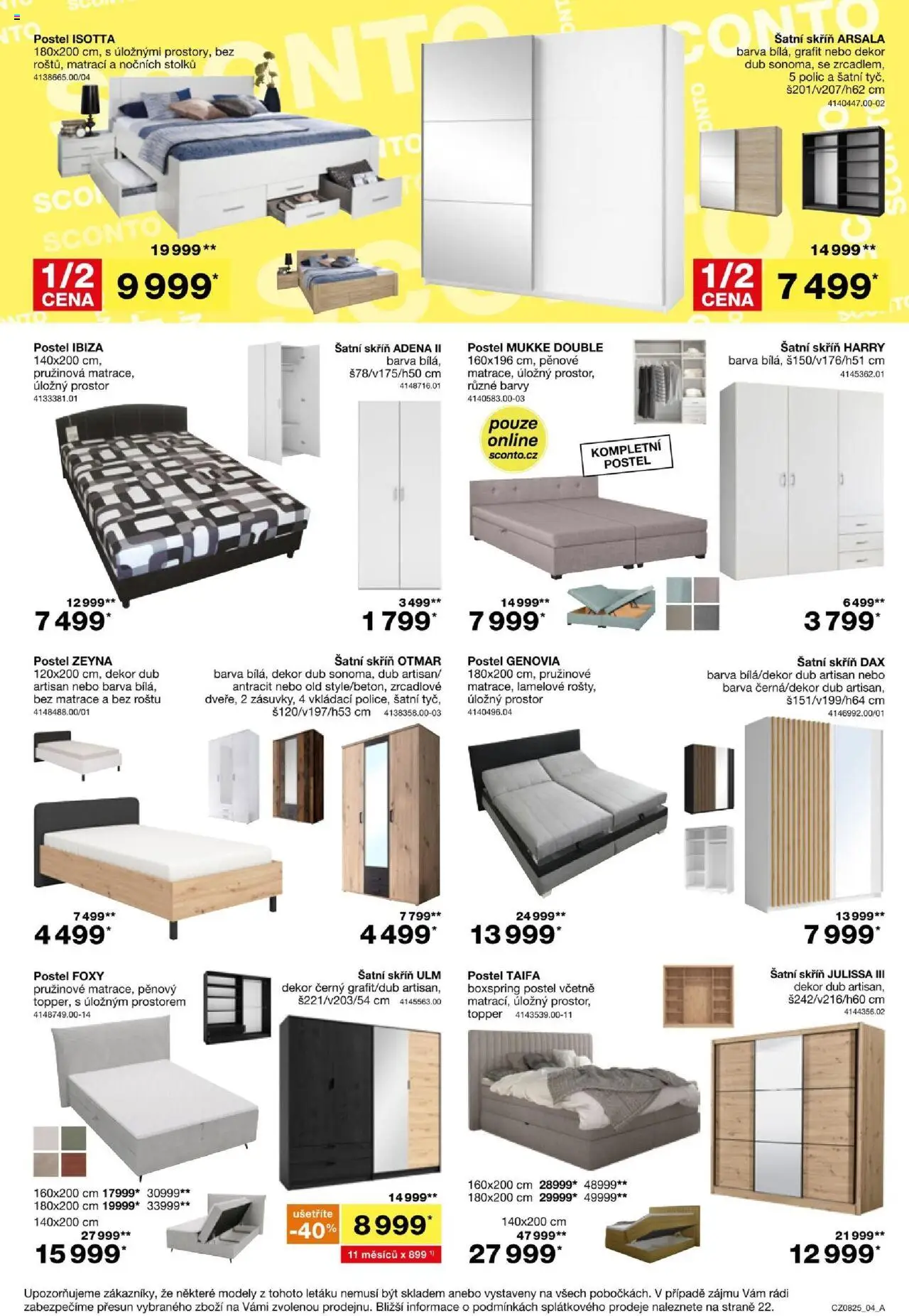 Sconto nábytek leták od 18.06.2025 | Strana: 4 | Produkty: Postel, Matrace, Šatní skříň, Modely