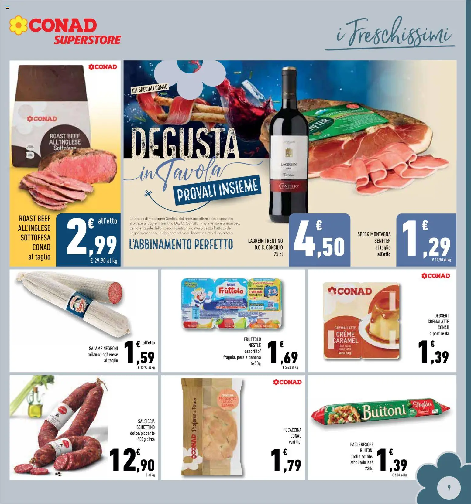 Volantino Conad del 14.01.2026 | Pagina: 9 | Prodotti: Salame, Focaccia, Salsiccia, Pera