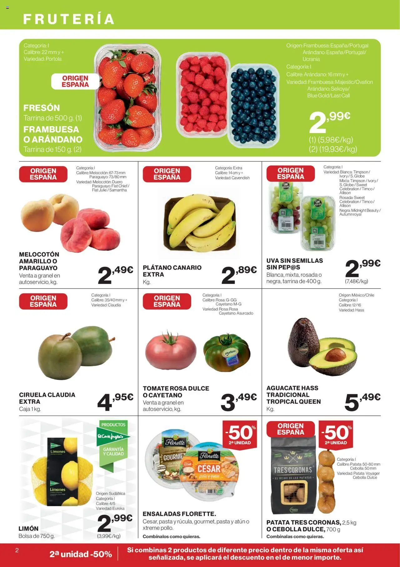 El Corte Inglés ofertas │ válido desde el 14.08.2025 | Página: 2 | Productos: Pasta, Παγωμένο τσάι, Melocotón amarillo, Caja
