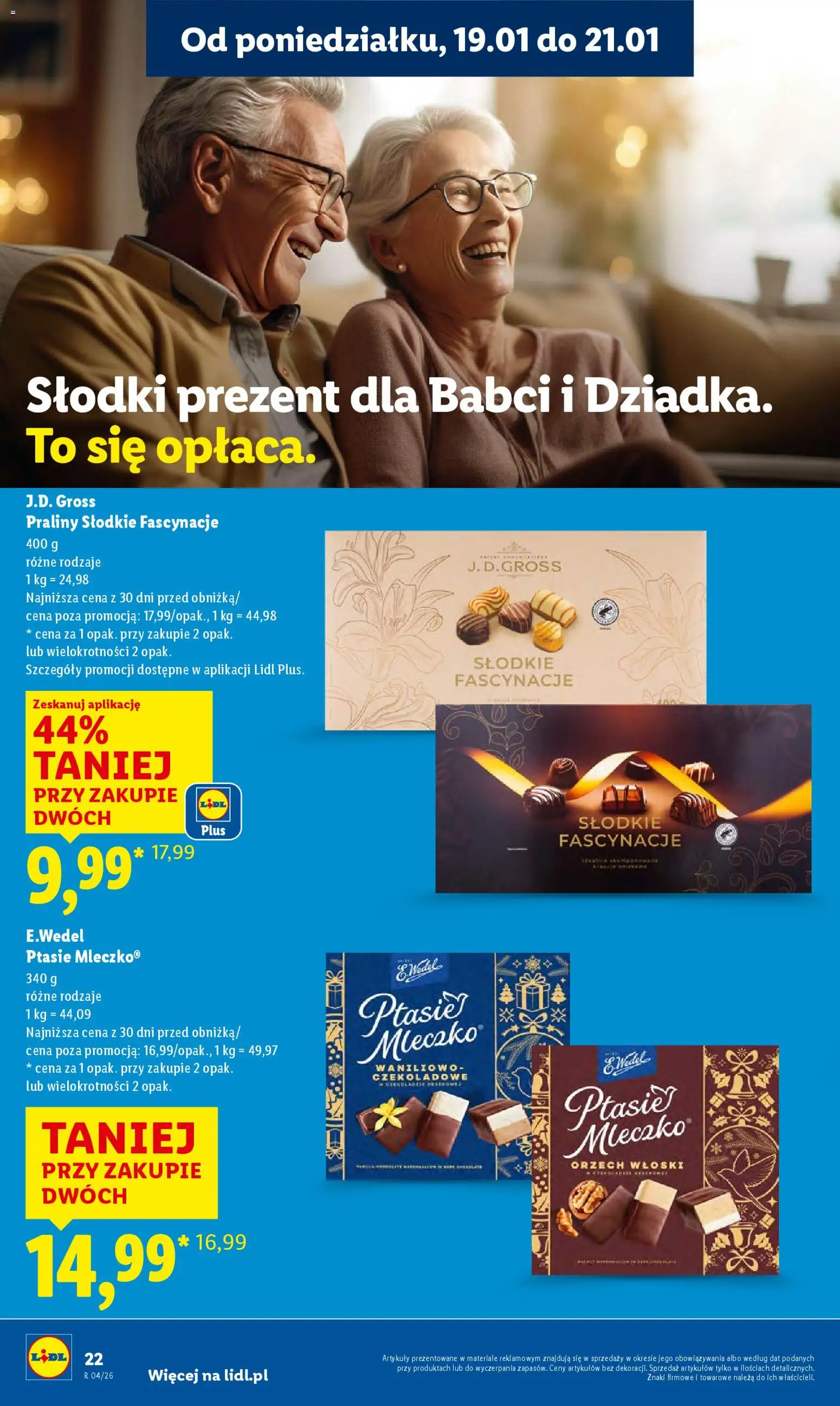 Lidl Gazetka od 19.01.2026 | Strona: 22 | Produkty: Praliny, Ptasie mleczko