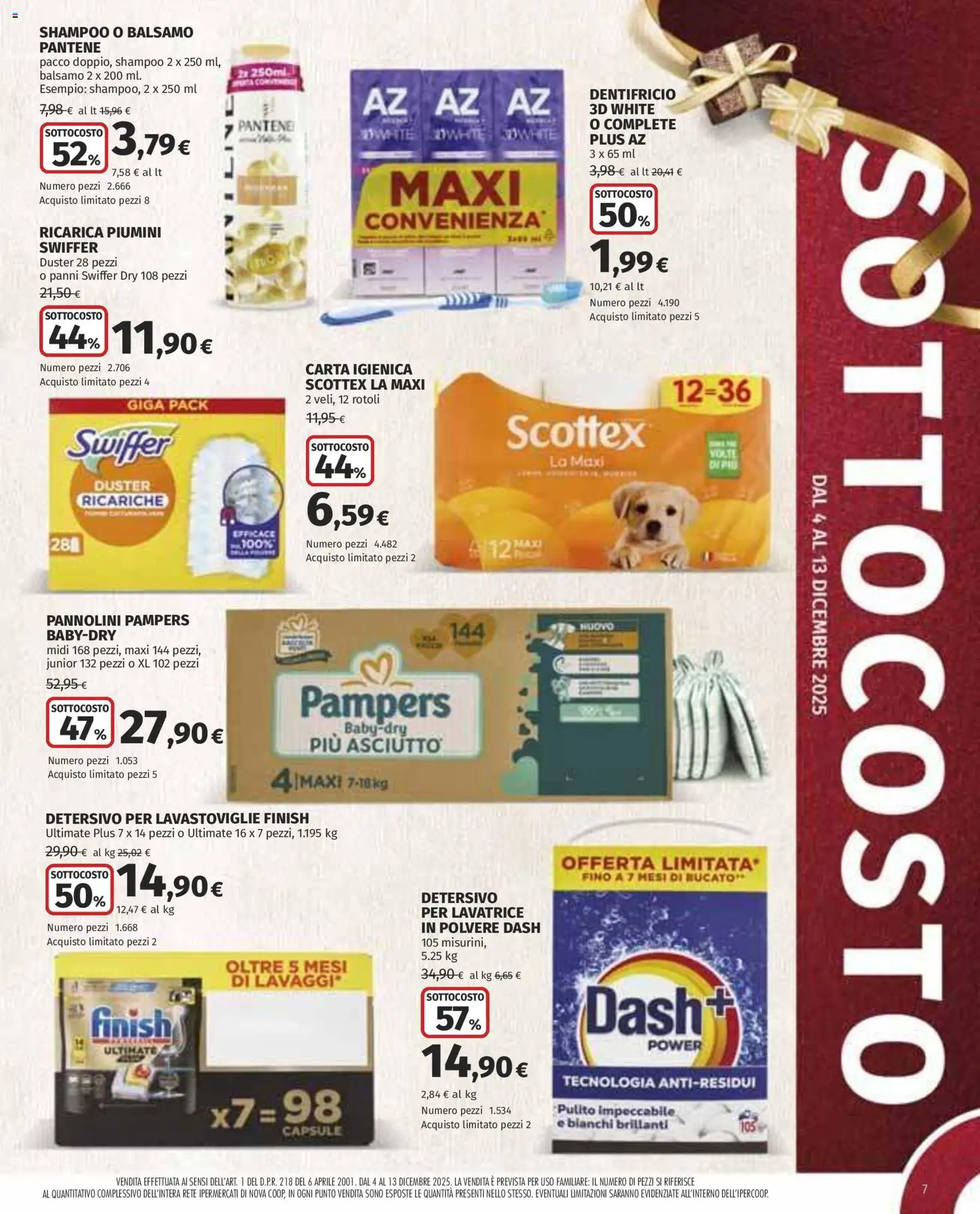 Volantino Ipercoop del 04.12.2025 | Pagina: 7 | Prodotti: Pannolini, Carta igienica, Lavatrice, Pampers