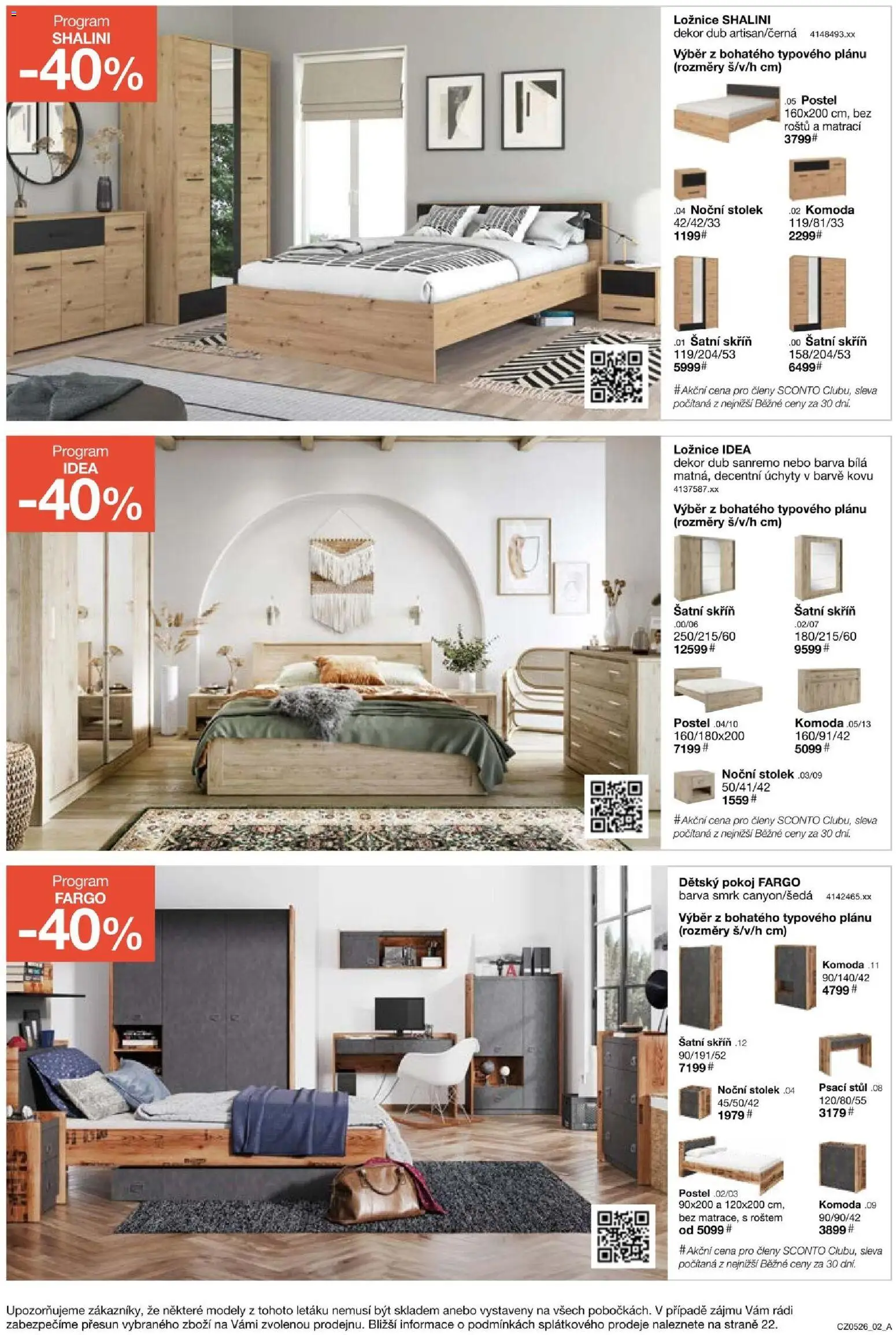 Sconto nábytek leták od 25.03.2026 | Strana: 2 | Produkty: Šatní skříň, Noční stolek, Modely, Stolek