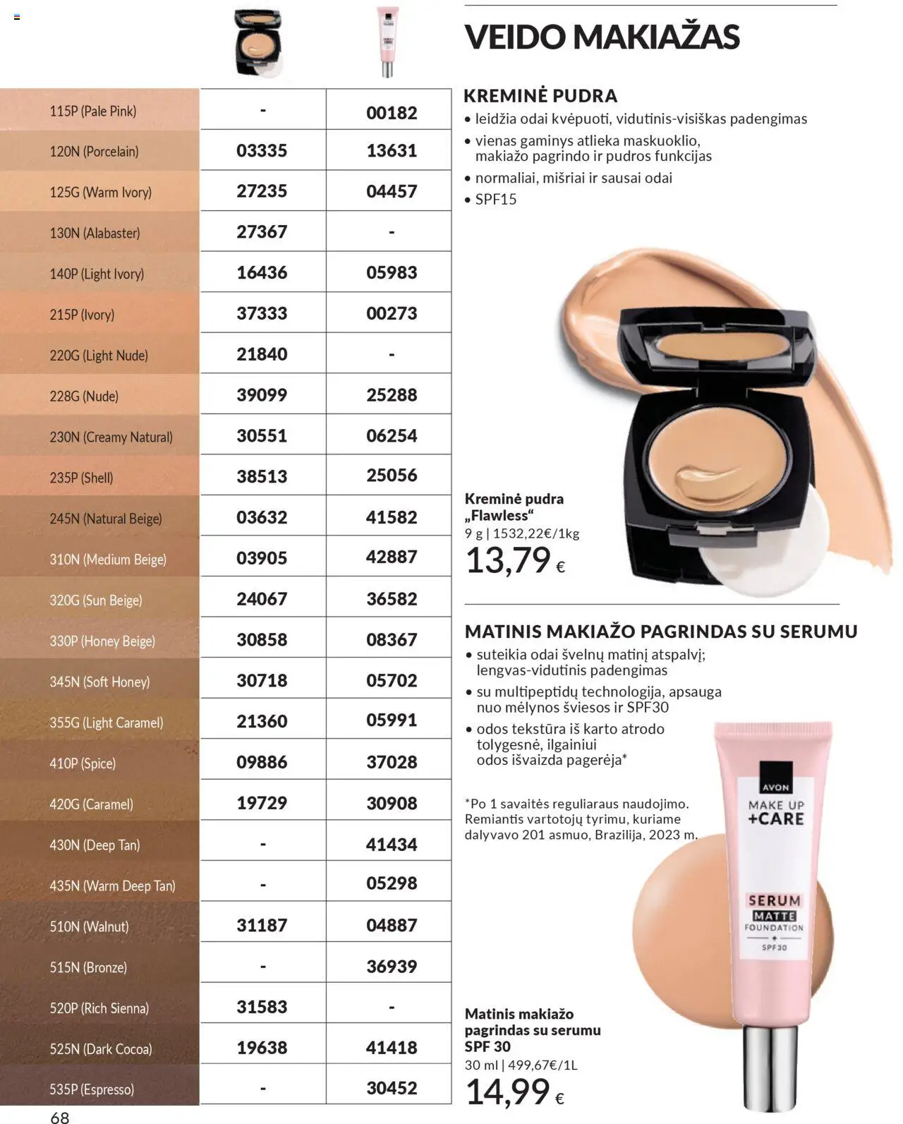 AVON akcijos nuo 01.10.2025 | Puslapis: 68 | Prekių: Makiažo pagrindas, Makiažas, Pudra