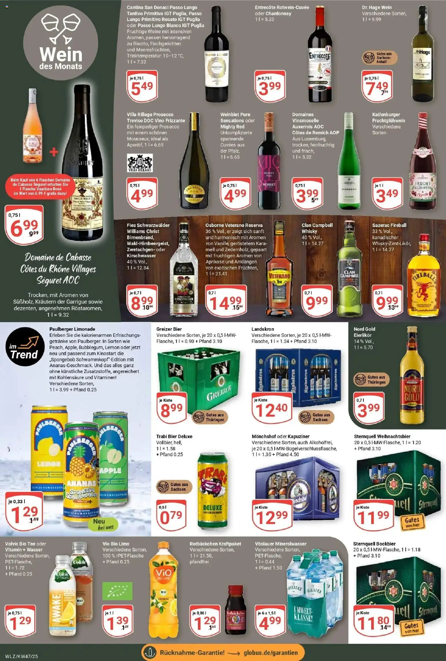 Globus prospekt Weischlitz	 – gültig ab 17.11.2025 | Seite: 15 | Produkte: Monchshof, Osborne, Mineralwasser, Prosecco