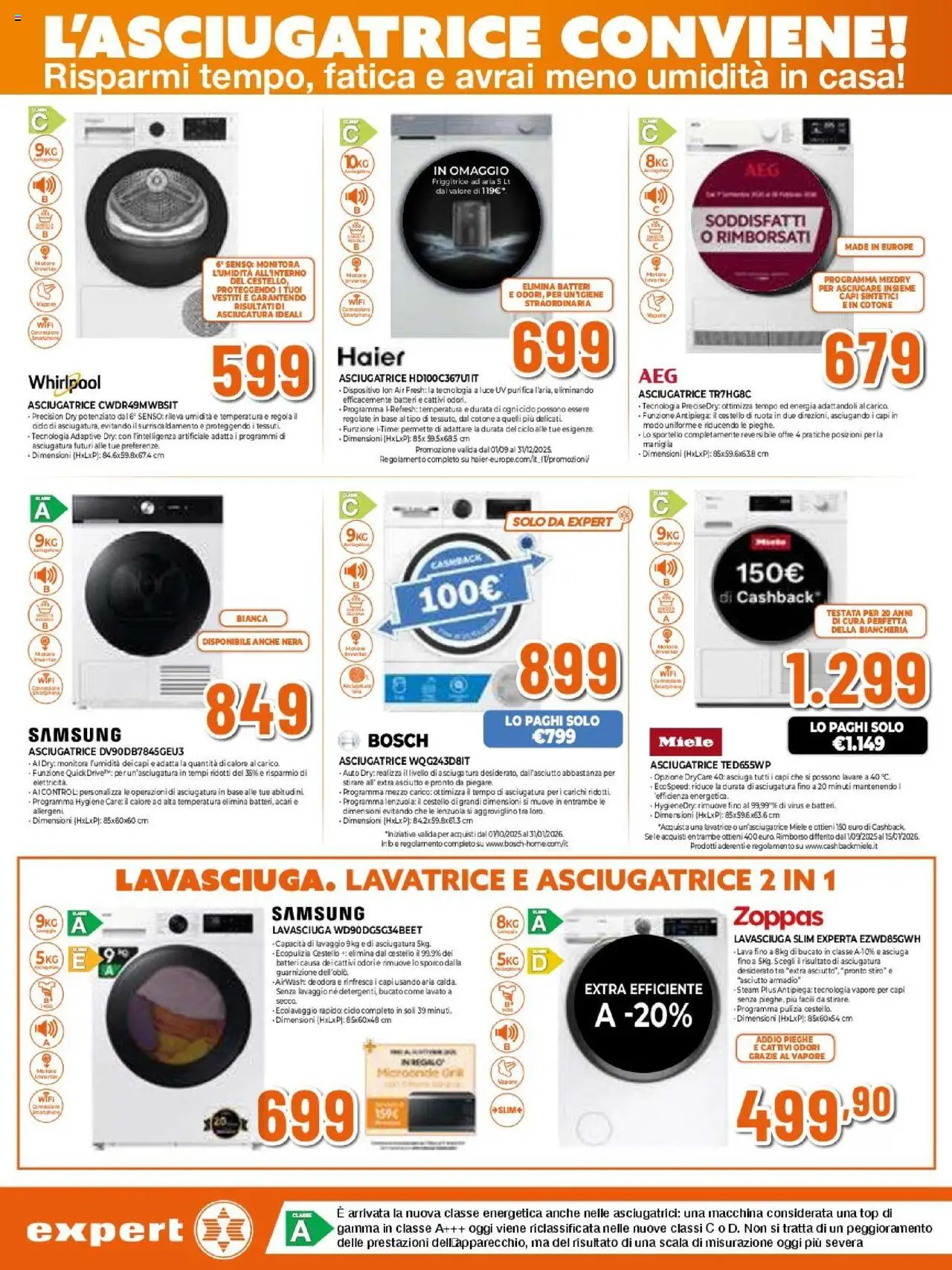 Volantino Expert del 16.10.2025 | Pagina: 6 | Prodotti: Microonde, Asciugatrice, Friggitrice, Armadio