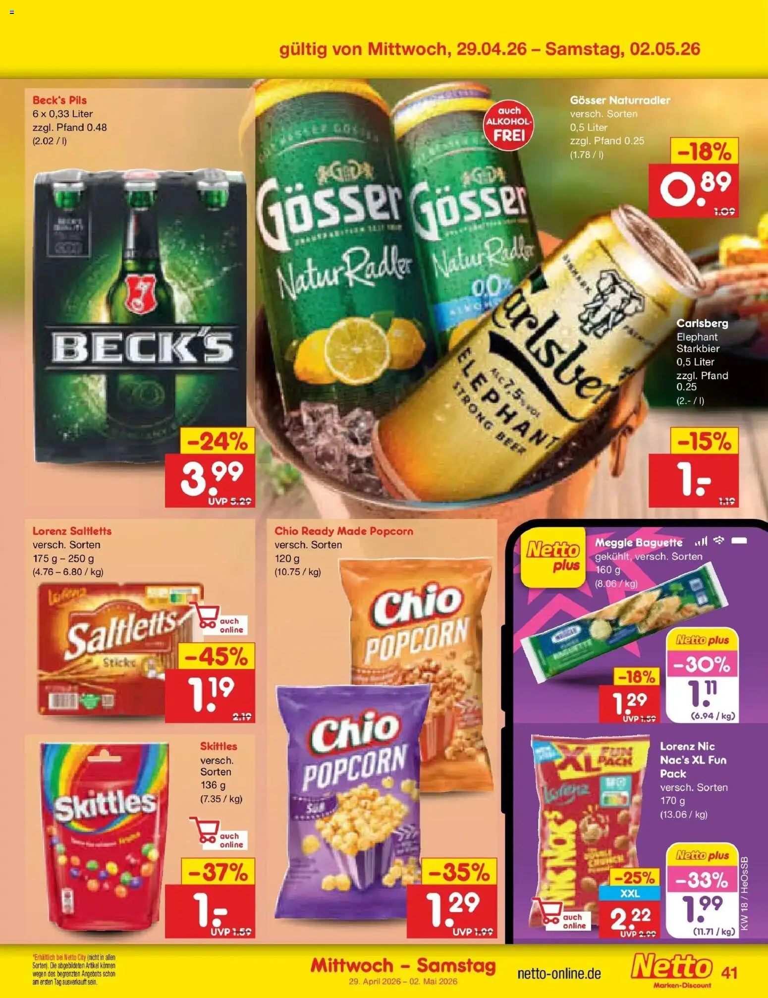 Netto Marken-Discount Prospekt Kröpelin	 – gültig ab 27.04.2026 | Seite: 49 | Produkte: Carlsberg, Pils, Baguette, Radler