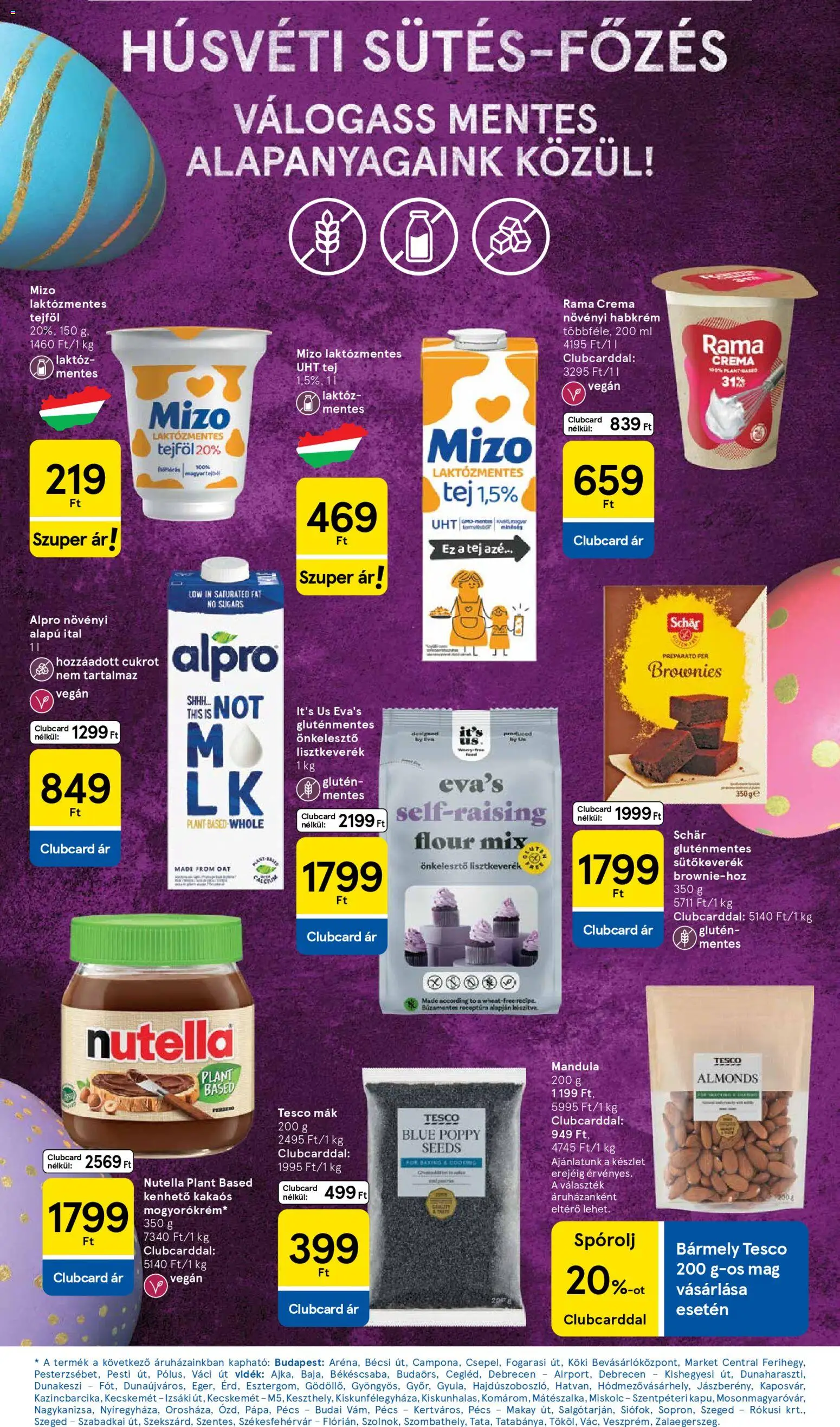 Tesco akciós ujság - amely érvényes a következő dátumtól: 19.03.2026 | Oldal: 8 | Termékek: Mandula, Nutella, Vegán, Mák