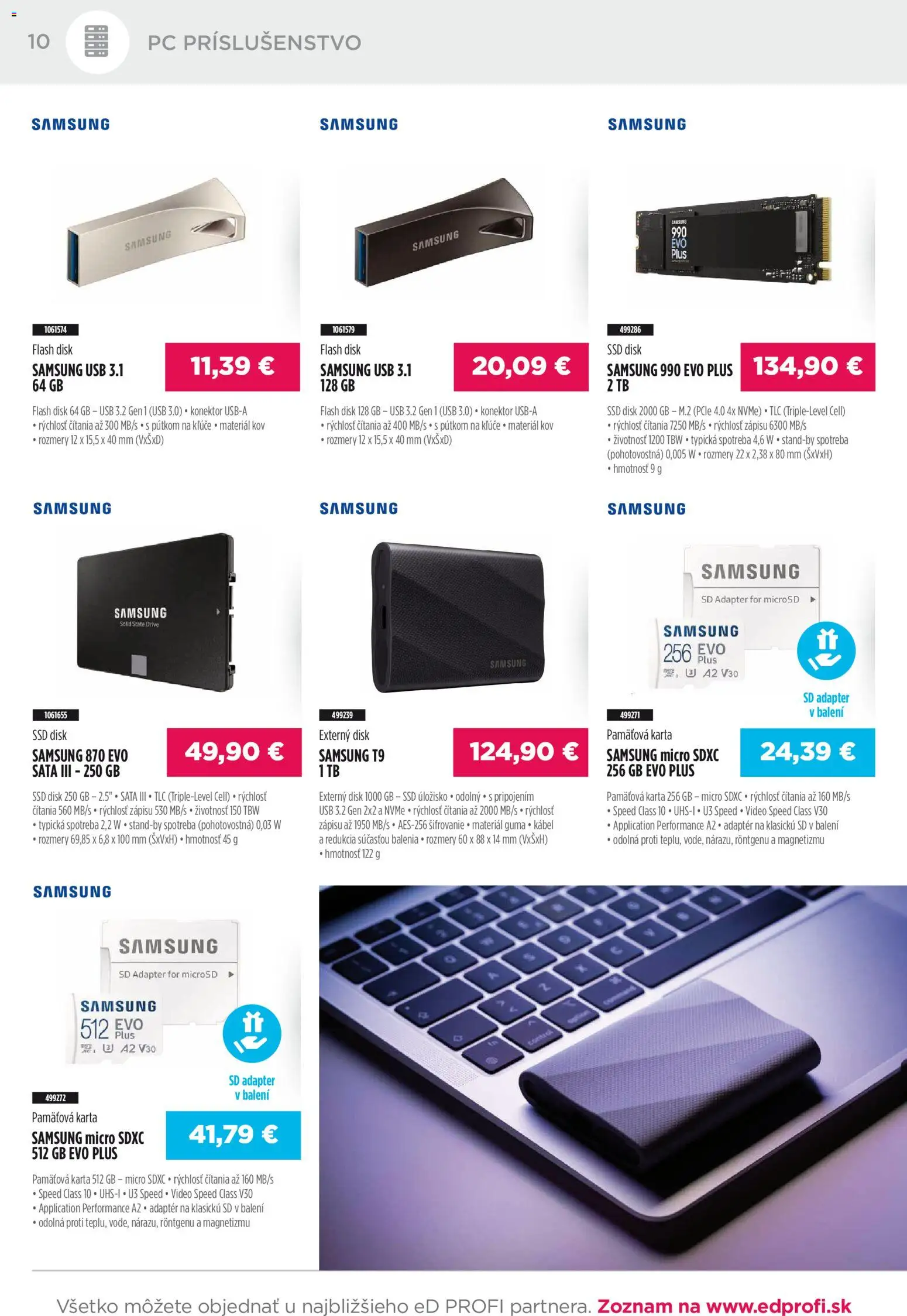 Nové ED Profi akcie – leták je platný od 01.11.2025 | Strana: 10 | Produkty: Samsung, PC, Video, Disk