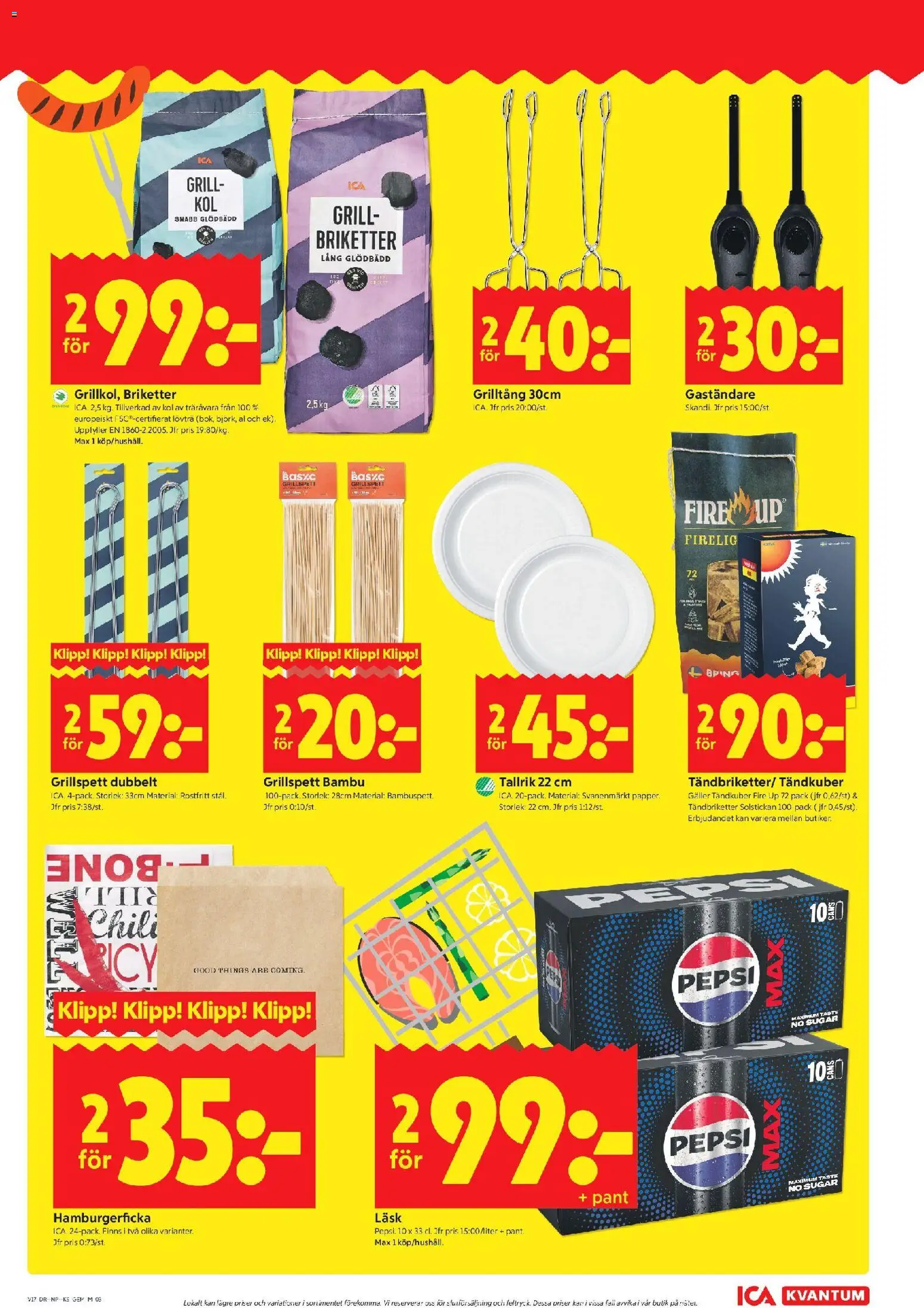 ICA Kvantum reklamblad aktuell från 20.04.2026 | Sida: 3 | Produkter: Grill, Briketter, Pepsi, Chili