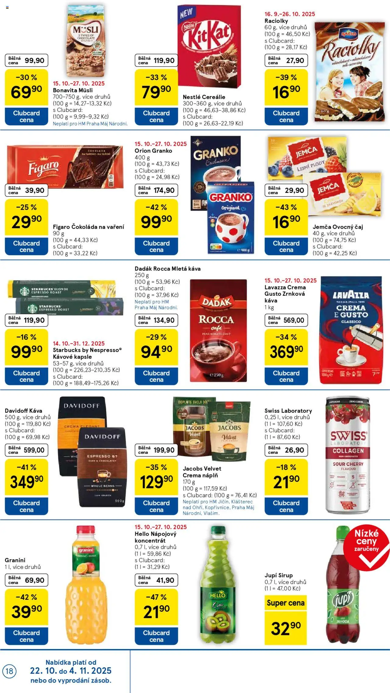 Tesco leták - Hypermarket od 22.10.2025 | Strana: 18 | Produkty: Sirup Jupí, Káva, Kapsle, Granko