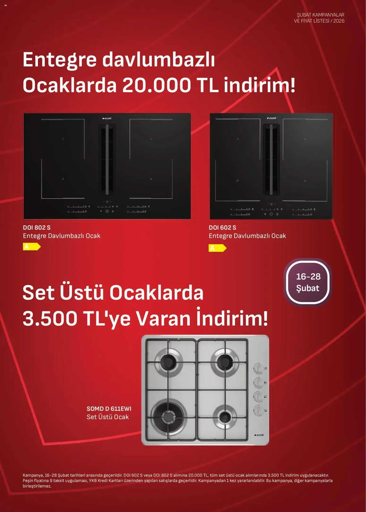 Arçelik Ankastre Kataloğu - 16.02.2026 tarihinden itibaren geçerlidir | Sayfa: 4 | Ürünler: Ocak