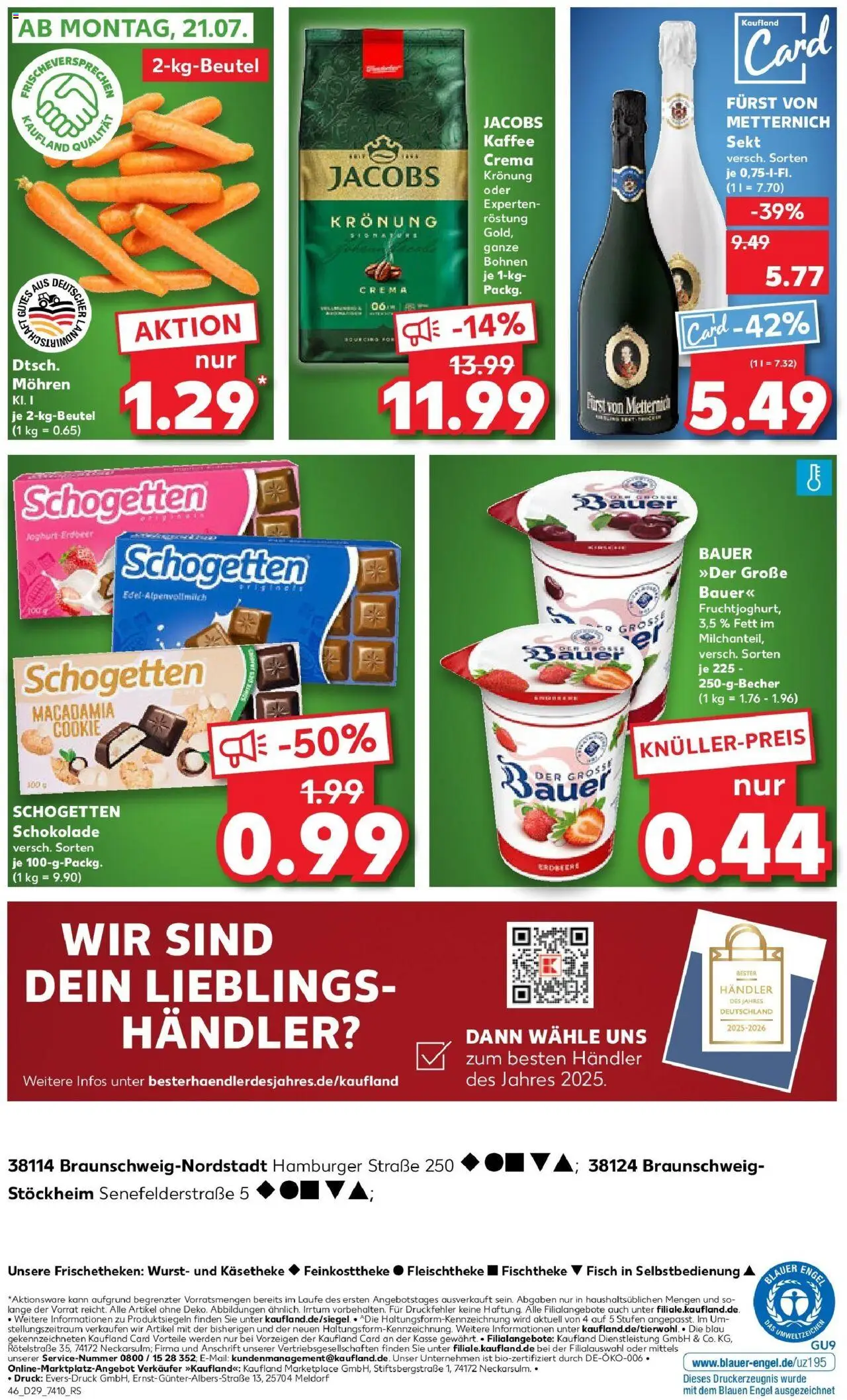 Kaufland prospekt Braunschweig	 - gültig ab dem 21.07.2025 | Seite: 5 | Produkte: Kaffee, Schokolade, Sekt, Wurst
