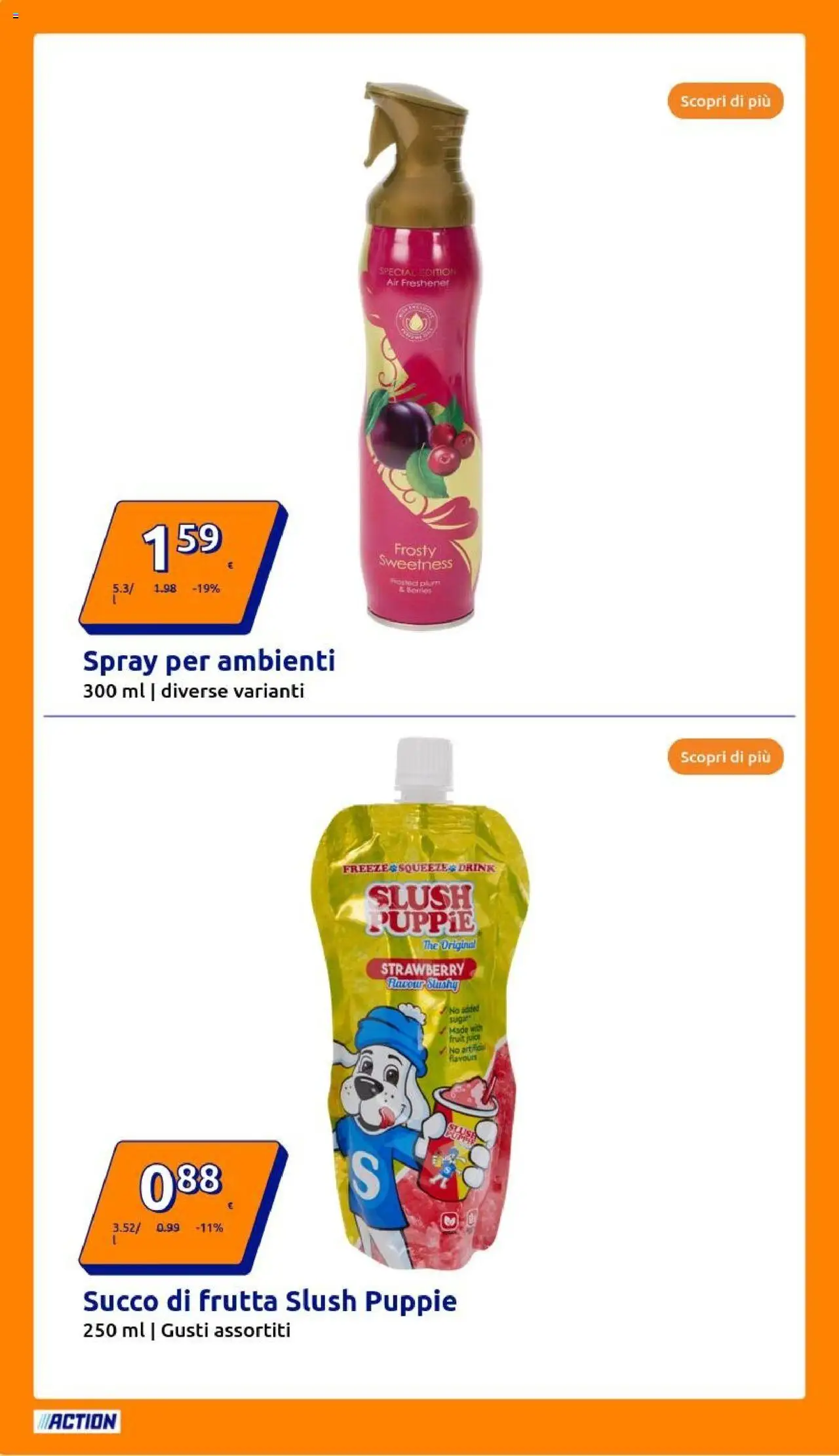 Volantino Action del 25.06.2025 | Pagina: 18 | Prodotti: Succo, Frutta, The, Succo di frutta