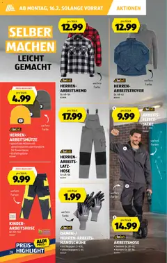 Aldi Aktionen ab 12.02.2026 gültig | Seite: 29 | Produkte: Jacke, Hose, Handschuhe, Top