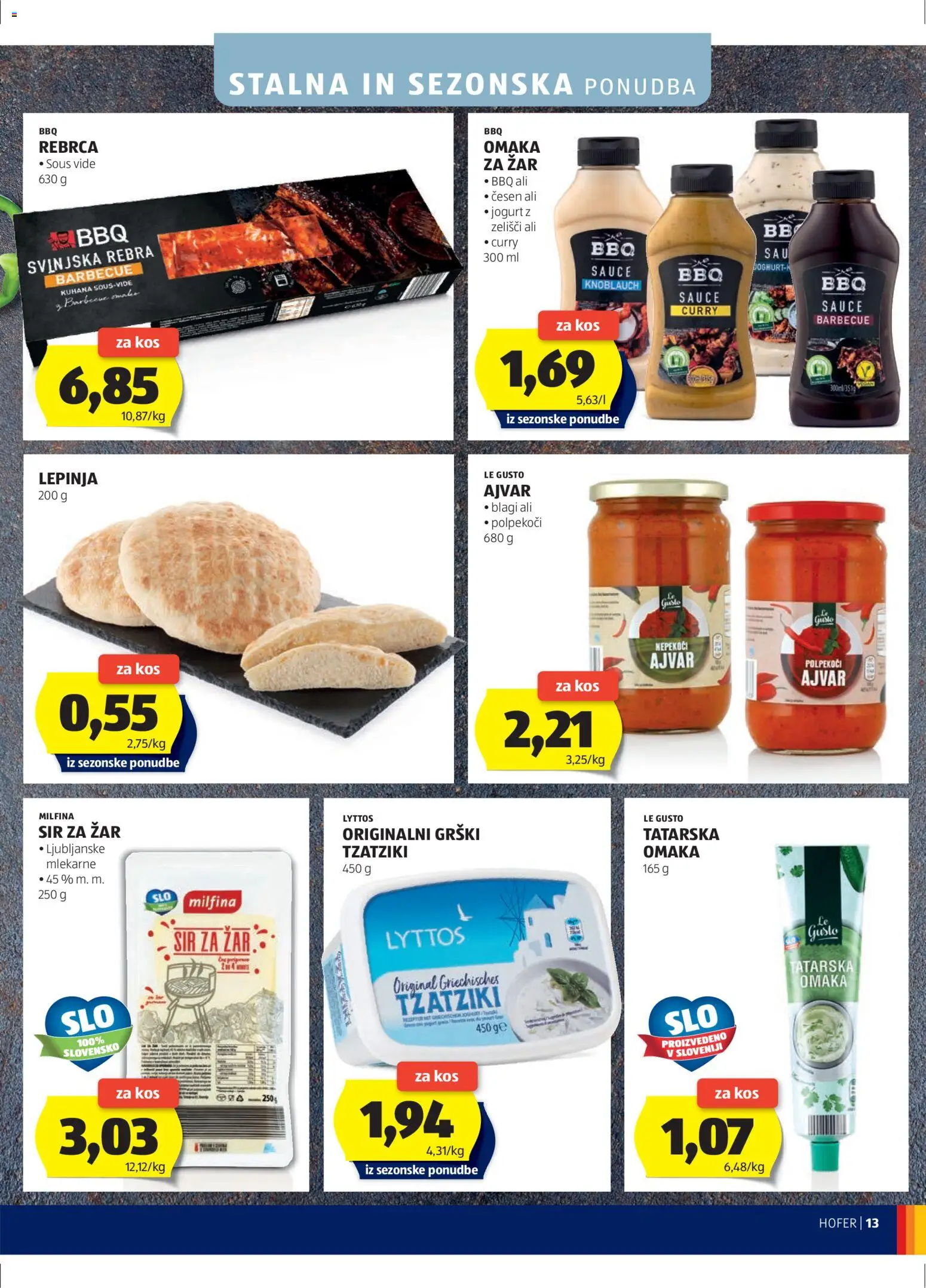 Hofer SI katalog | vrijedi od 22.04.2026 | Stranica: 13 | Proizvodi: Sir, Jogurt, Ajvar, Curry