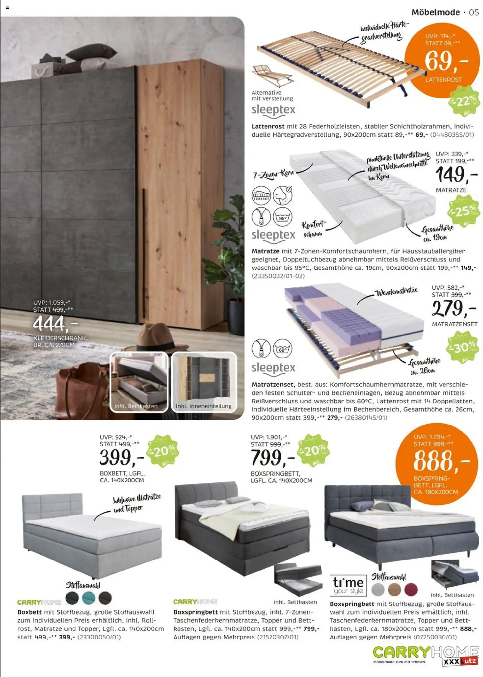 XXXLutz Carry Home Räumt bis -77% gültig ab 22.12.2025 | Seite: 5 | Produkte: Bett, Matratze, Lattenrost