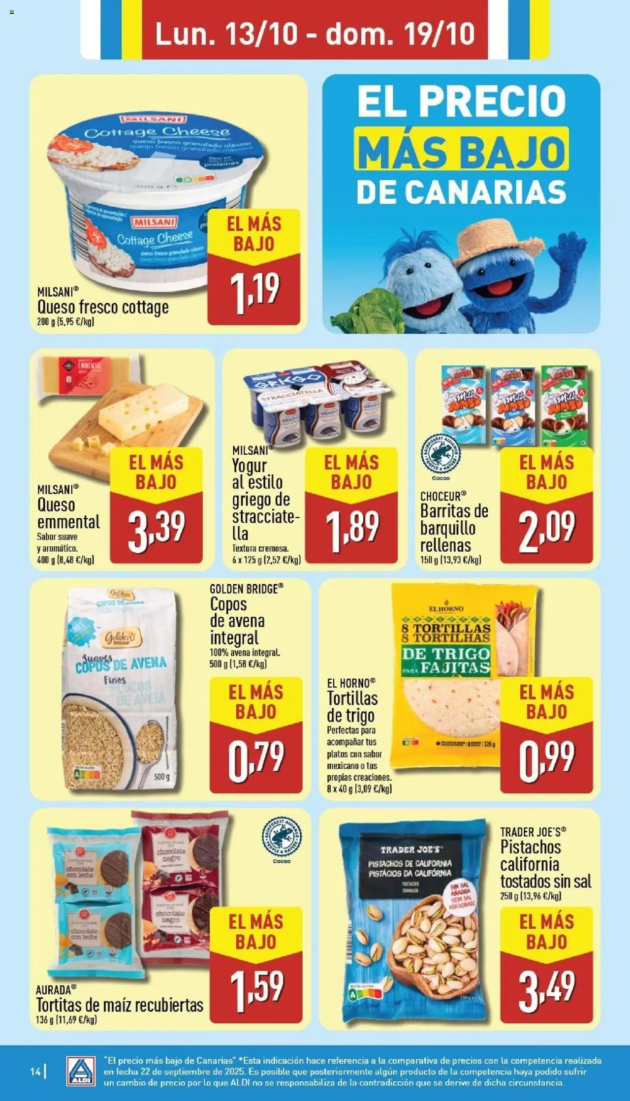 Aldi folleto Canarias │ válido desde el 13.10.2025 | Página: 14 | Productos: Queso, Yogur, Chocolate, Queso fresco