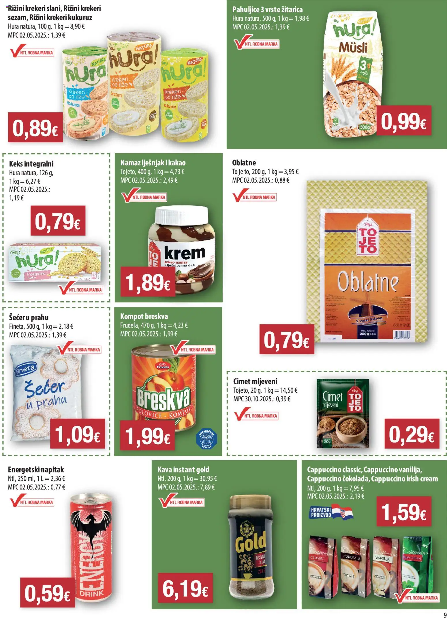 NTL katalog | vrijedi od 15.04.2026 | Stranica: 9 | Proizvodi: Oblatne, Kukuruz, Pahuljice, Kakao