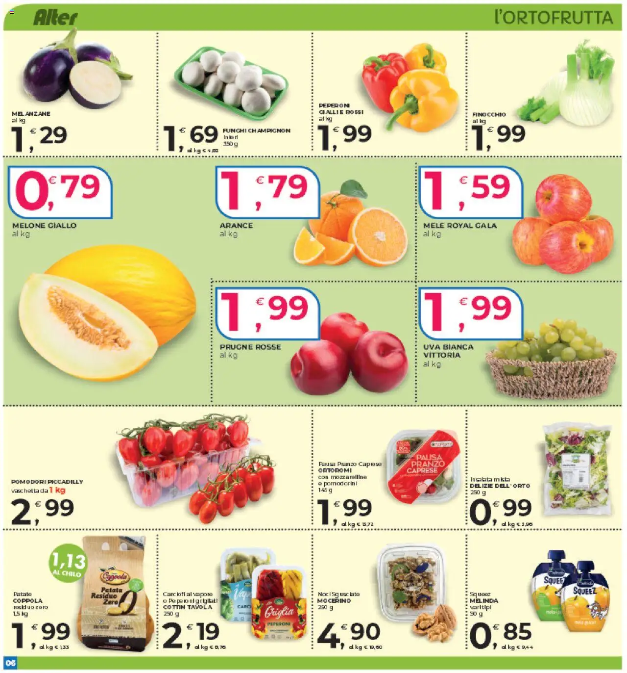Volantino Alter Discount del 05.09.2025 | Pagina: 6 | Prodotti: Pomodorini, Mele, Arance, Peperoni