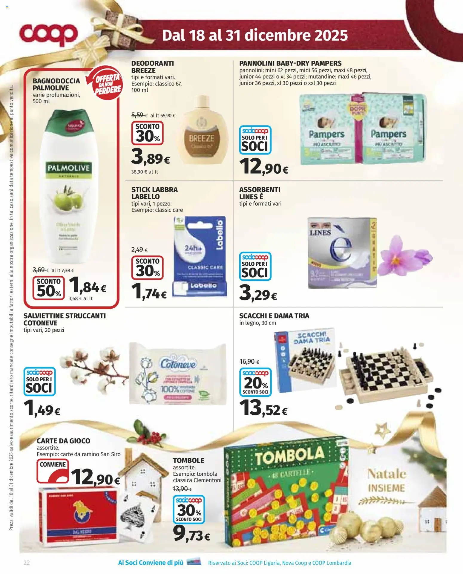 Volantino COOP del 18.12.2025 | Pagina: 22 | Prodotti: Pannolini, Mutandine, Data, Pampers
