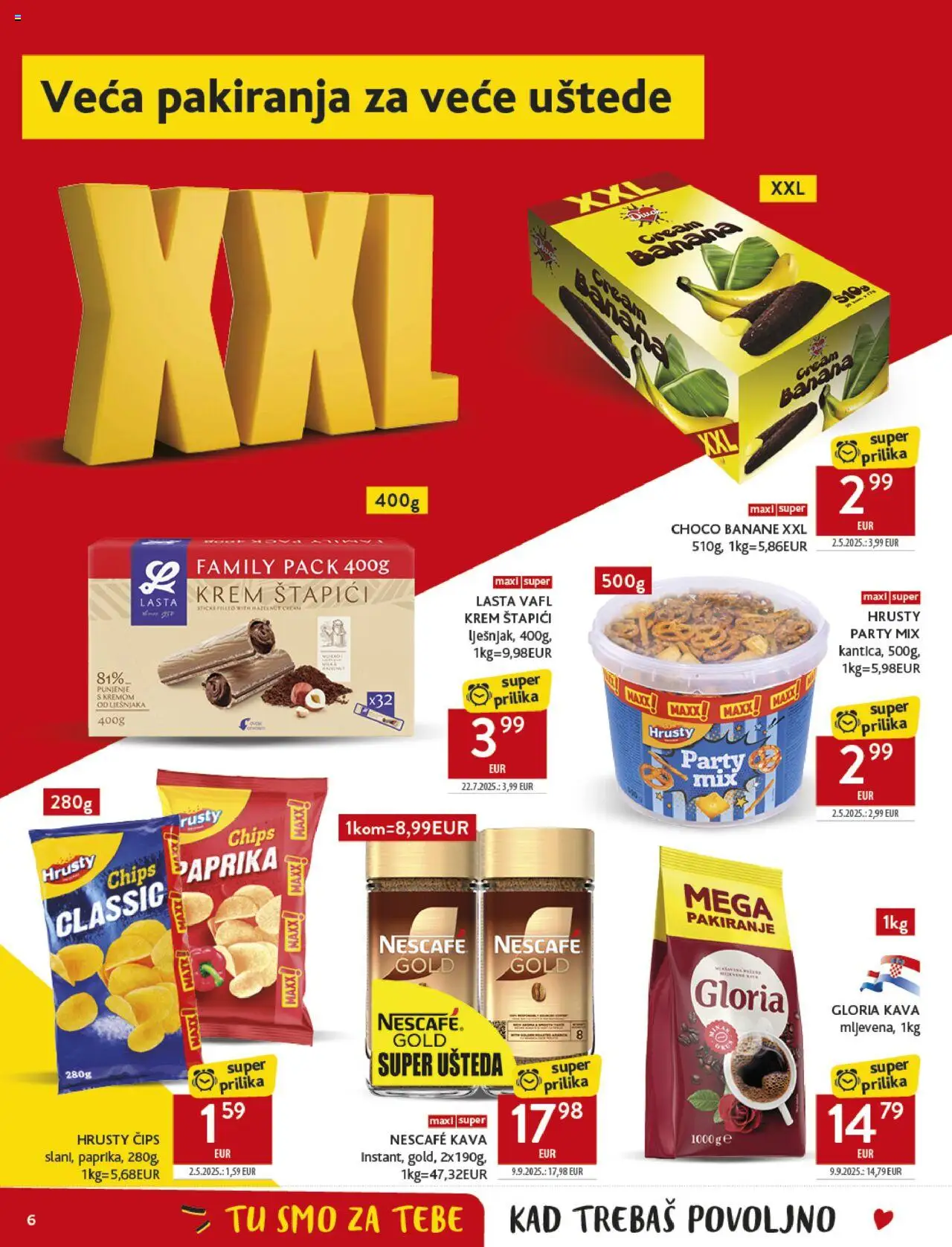 Konzum HR akciós ujság - amely érvényes a következő dátumtól: 24.09.2025 | Oldal: 6 | Termékek: Nescafé, Chips