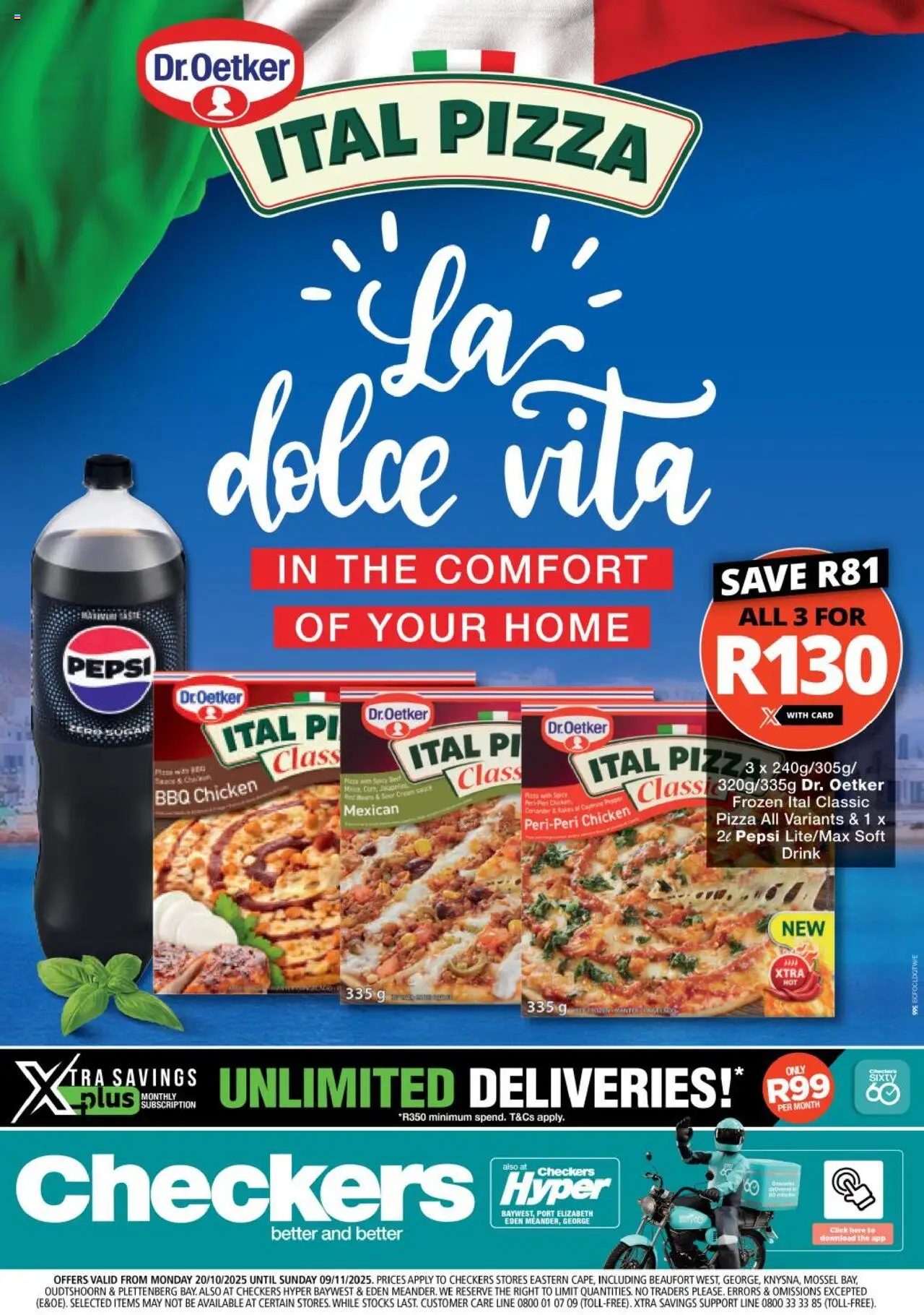 New Checkers catalogue – valid from 20.10.2025 | Page: 1 | Products: Beans, Pizza, Chicken, Beef