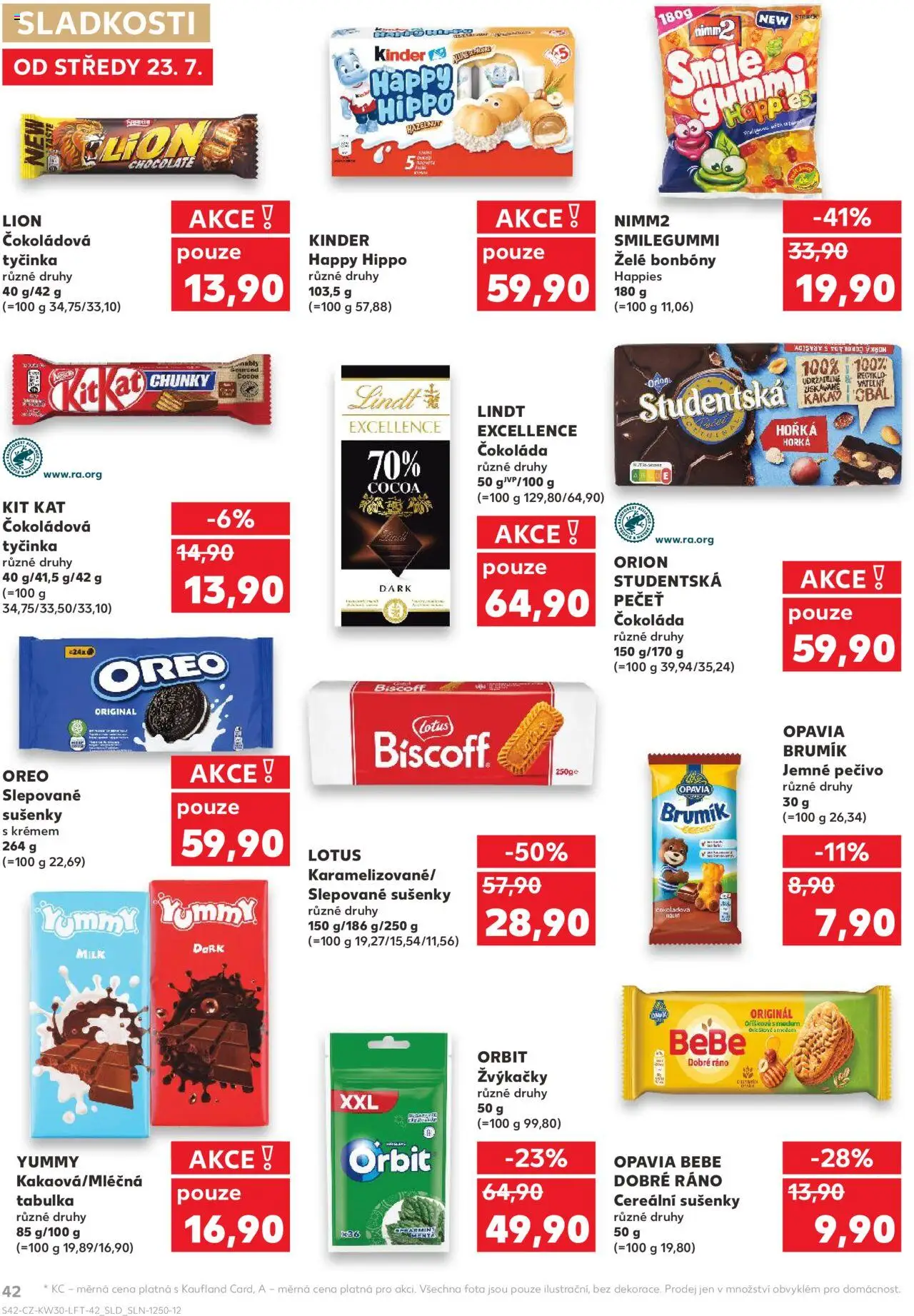 Kaufland leták - Praha 8 od 23.07.2025 | Strana: 42 | Produkty: Čokoláda, Arašídy, Horká čokoláda, Sušenky