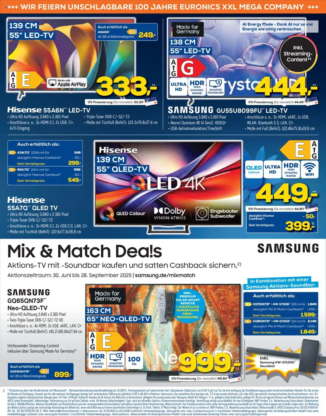 Euronics Prospekt 	 – gültig ab 10.09.2025 | Seite: 2 | Produkte: USB, Hisense, Energy, TV