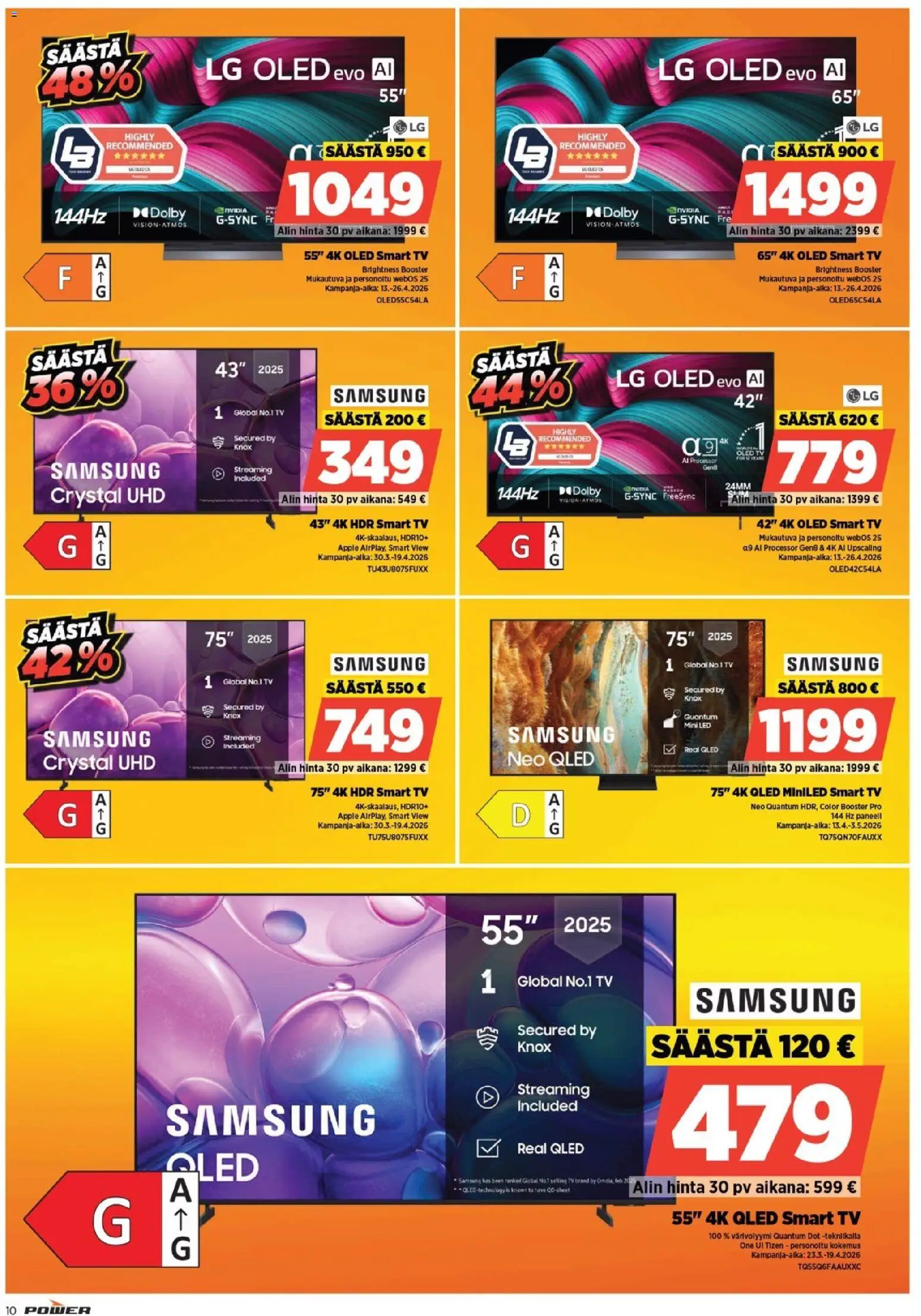 Power tarjoukset – voimassa 13.04.2026 alkaen | Sivu: 10 | Tuotteet: TV