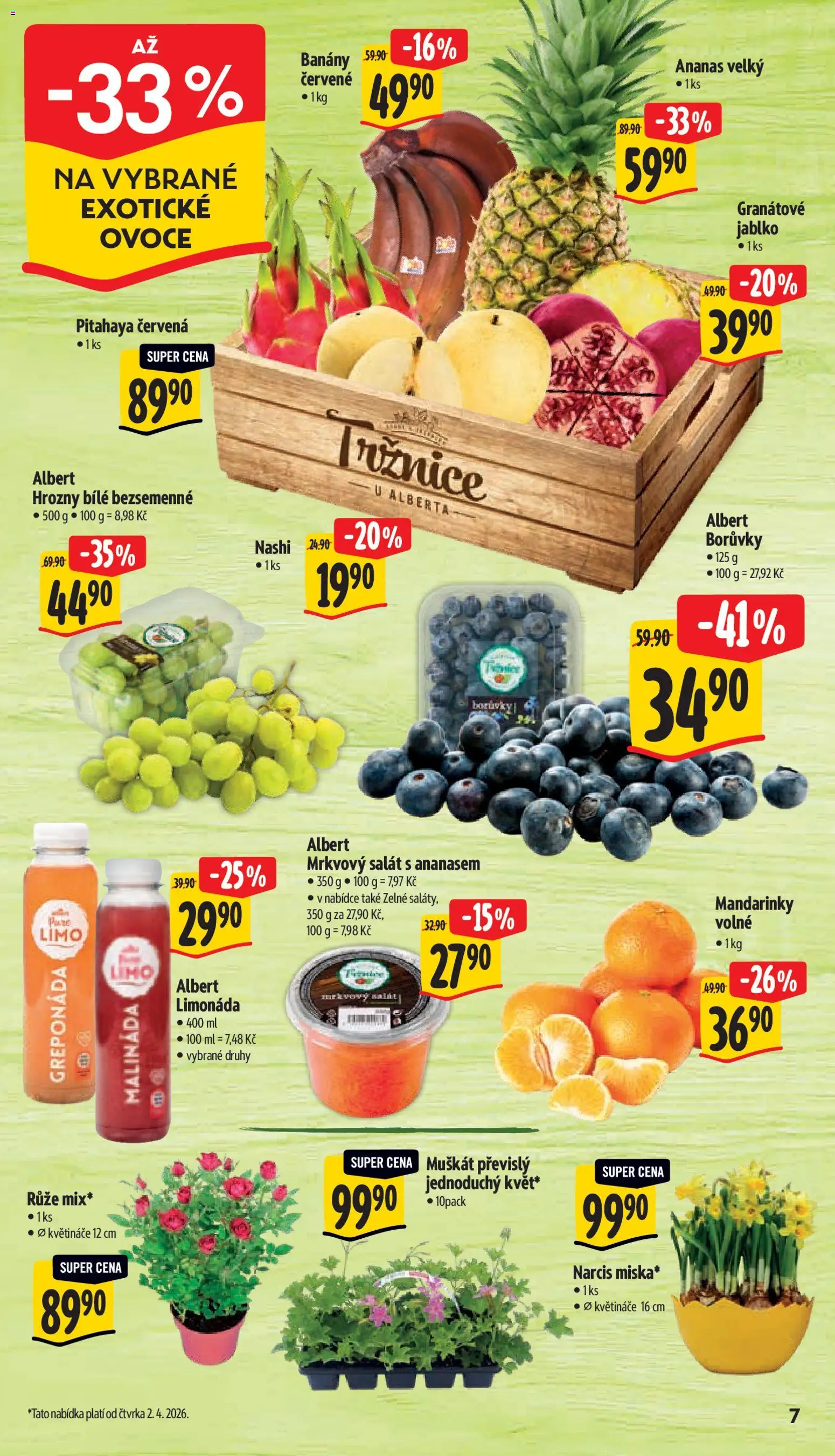 Albert leták - Supermarket od 01.04.2026 | Strana: 12 | Produkty: Limonáda, Banány, Ananas, Borůvky