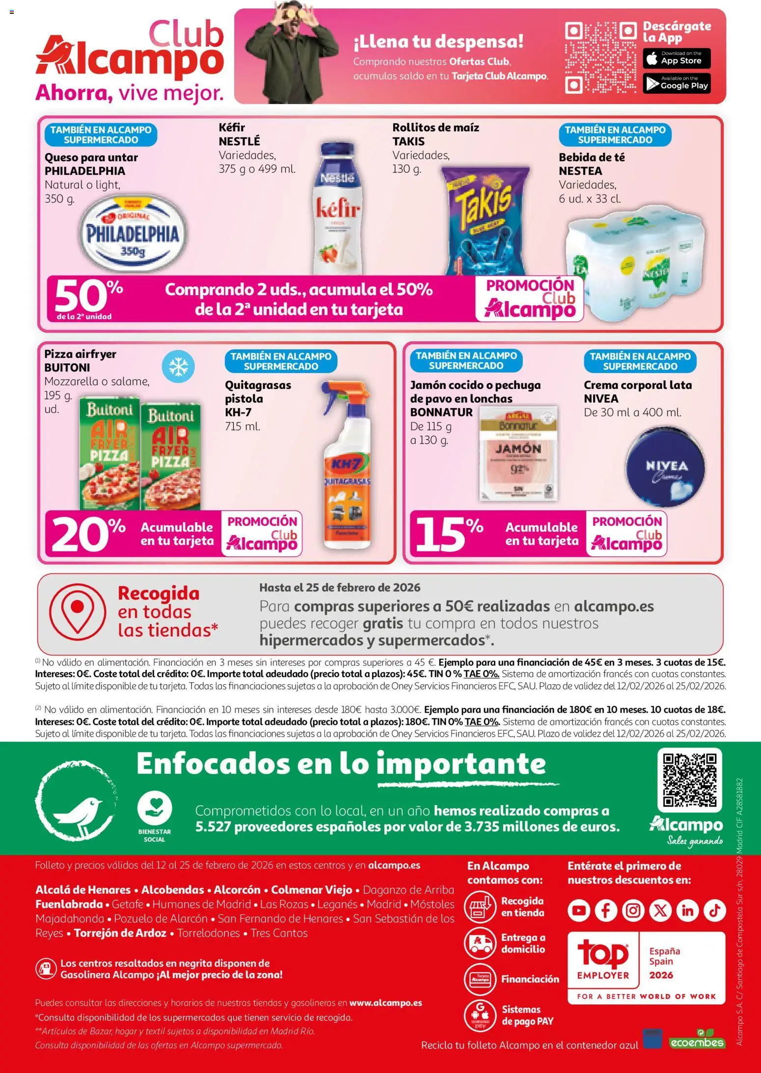 Alcampo -  HG Madrid Unificado │ válido desde el 12.02.2026 | Página: 34 | Productos: Queso, Jamón, Pizza, Queso para untar