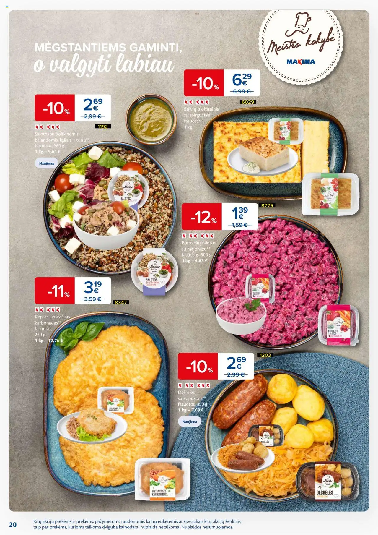 MAXIMA akcijos nuo 16.09.2025 | Puslapis: 20 | Prekių: Salotos, Dešrelės, Plokštainis