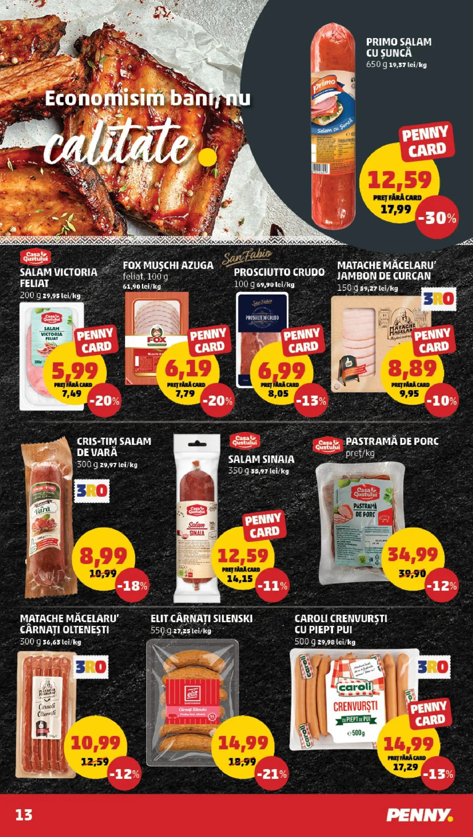 Noul catalog PENNY – valabil de la 19.11.2025 | Pagină: 13 | Produse: Hacıyatmaz Kedi Oyuncağı, Crenvurști, Șuncă, Cârnați