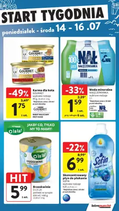 Intermarche Gazetka od 10.07.2025 | Strona: 40 | Produkty: Woda mineralna Nałęczowianka, Karma dla kota, Brzoskwinie, Woda