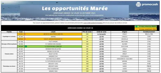 Promocash - Prévisualisation de Promocash Les opportunités Marée valide à partir de 14.10.2025