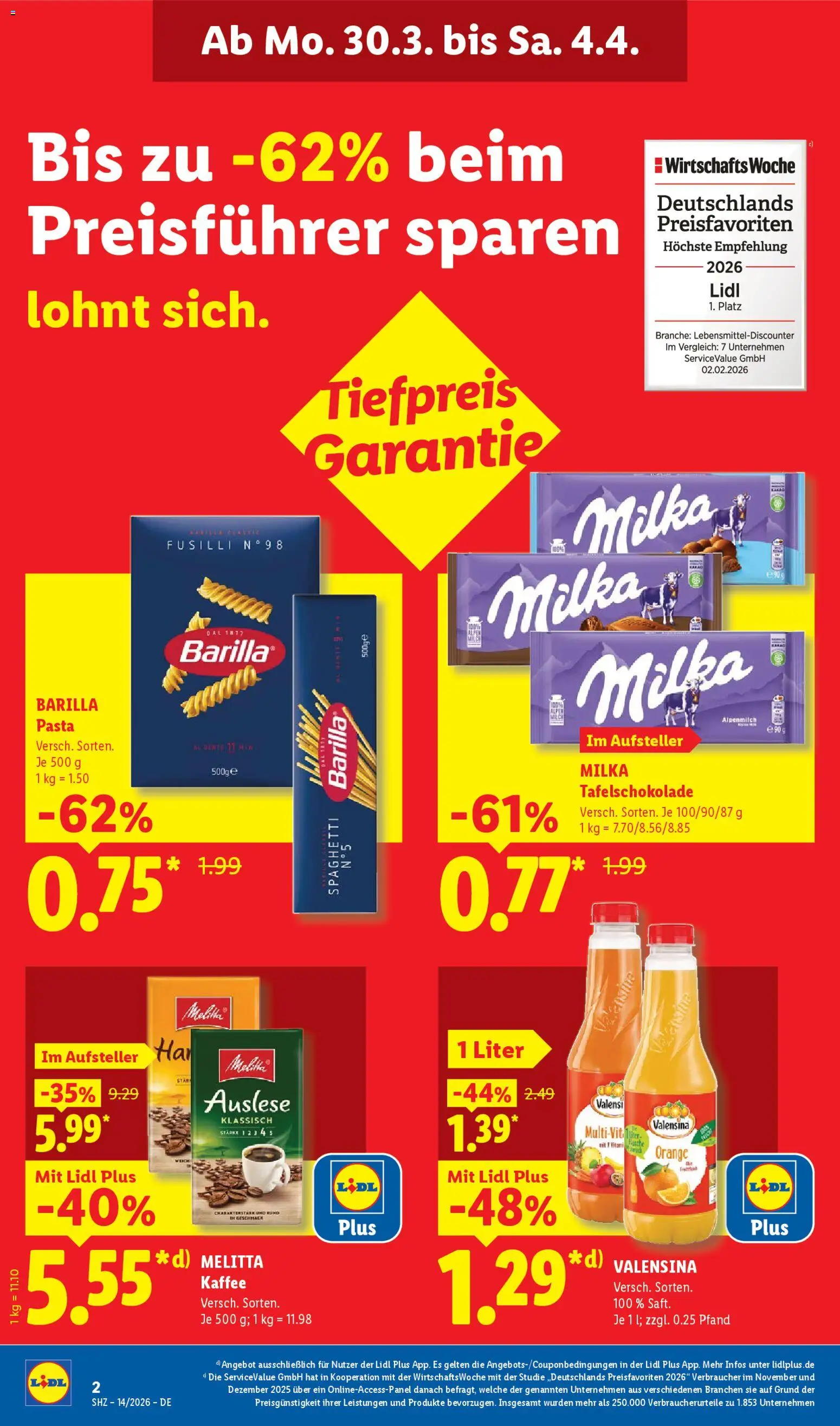 Lidl Německo leták od 30.03.2026 | Strana: 2 | Produkty: Milka, Kakao