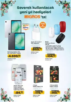 05.12.2025 tarihinden itibaren geçerli olan Migros kataloğu önizlemesi | Sayfa: 186 | Ürünler: Tablet, Kablo, USB