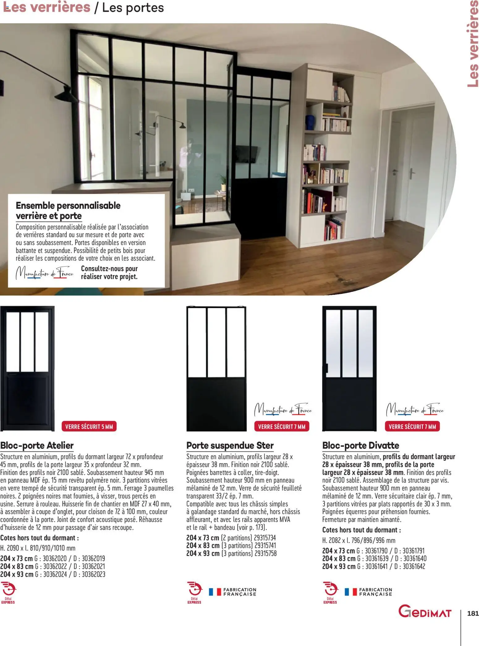 {H1} | Page: 181 | Produits: Verrière, Porte, Poignées, Portes