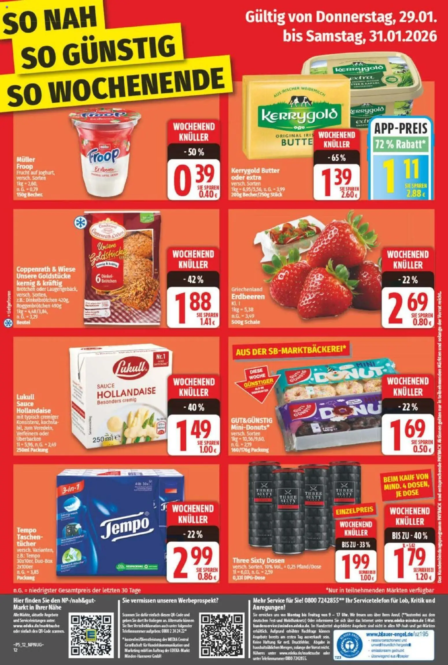 NP Discount Prospekt – gültig ab 25.01.2026 | Seite: 12 | Produkte: Froop, Butter, Tempo, Erdbeeren