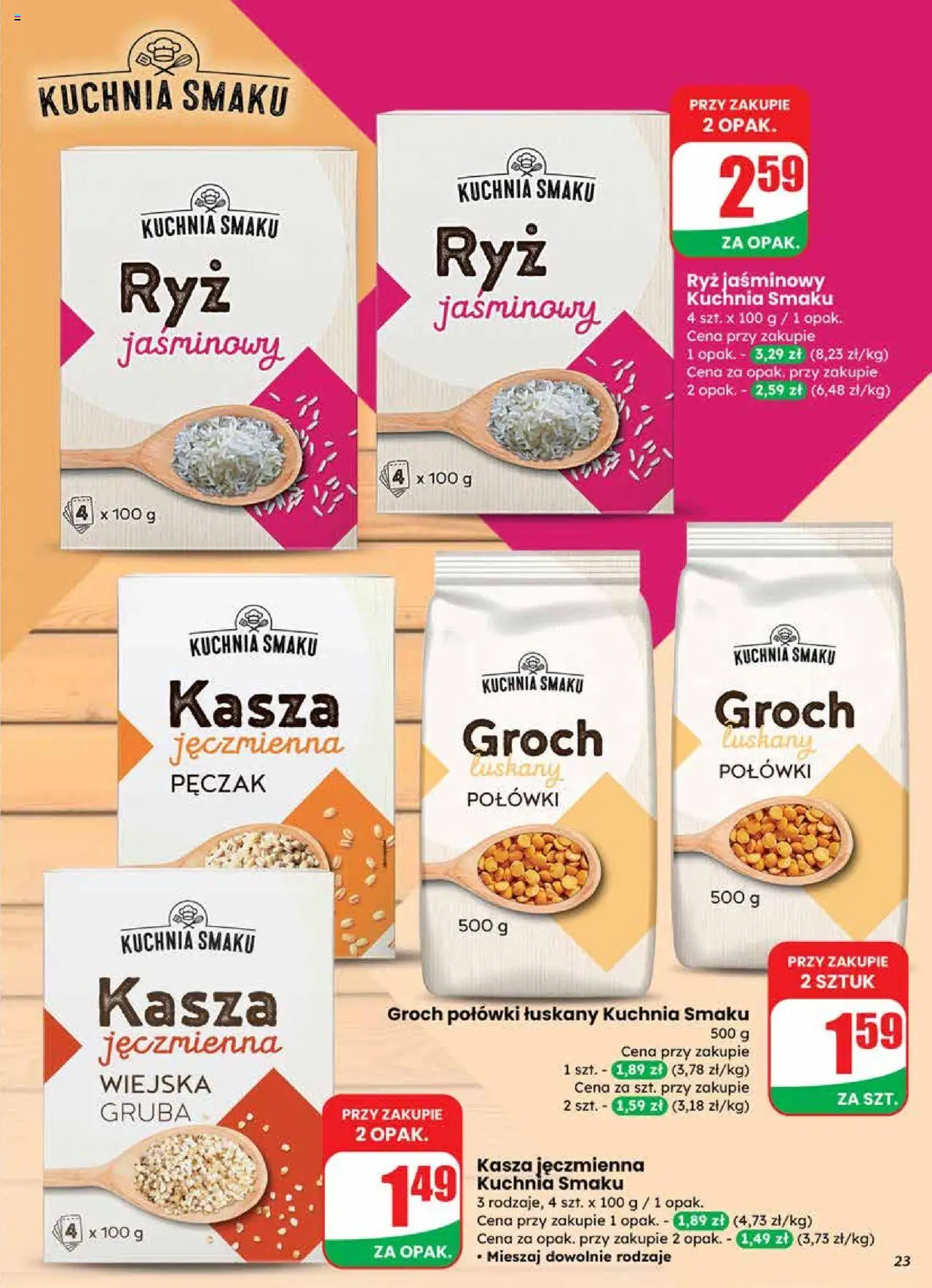 Dino Gazetka od 24.09.2025 | Strona: 23 | Produkty: Groch łuskany, Groch, Kasza, Kasza jęczmienna