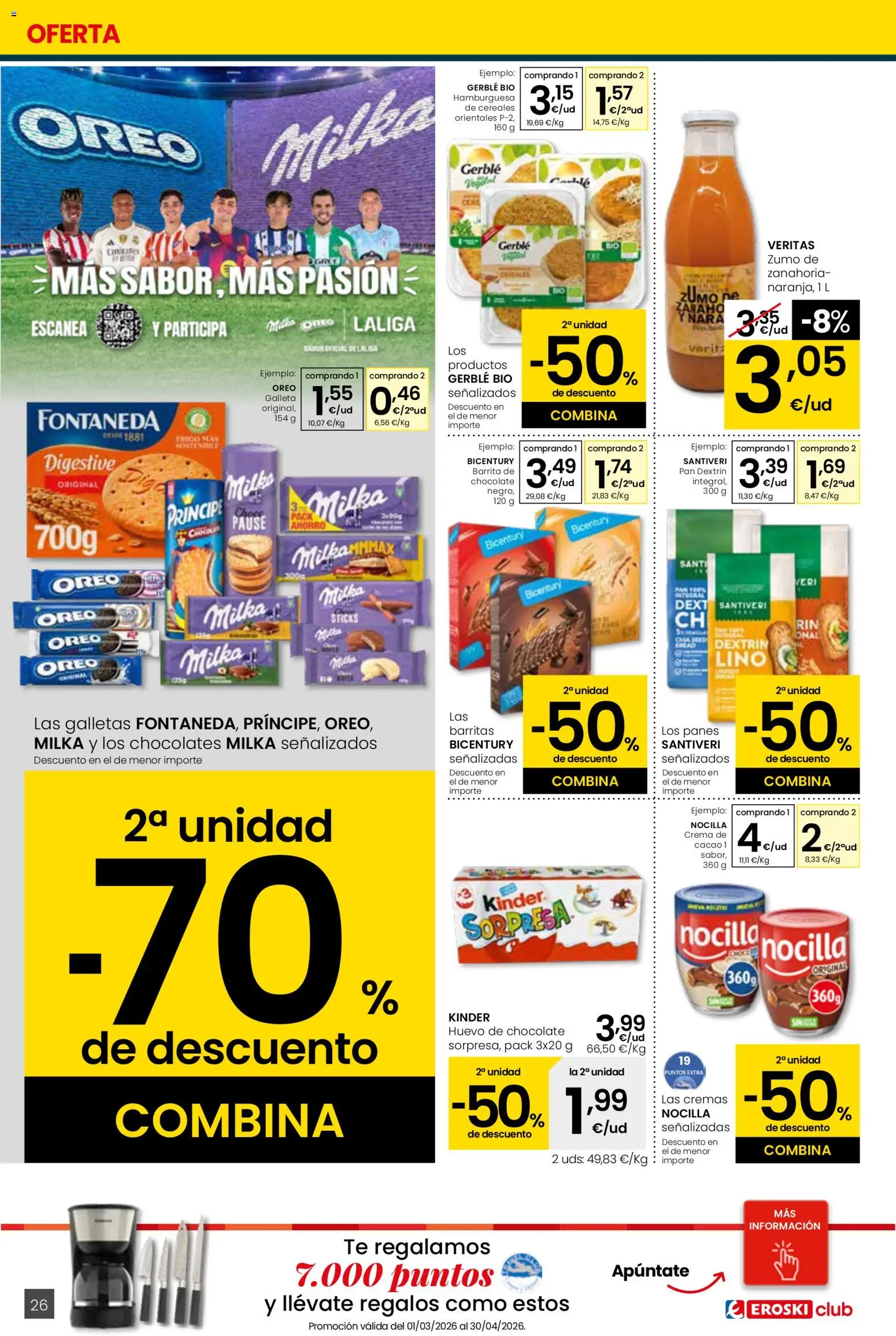 Eroski - Quieres ahorrar conmigo │ válido desde el 26.03.2026 | Página: 26 | Productos: Pan, Cereales, Ροζ πιπέρι, Πάνες