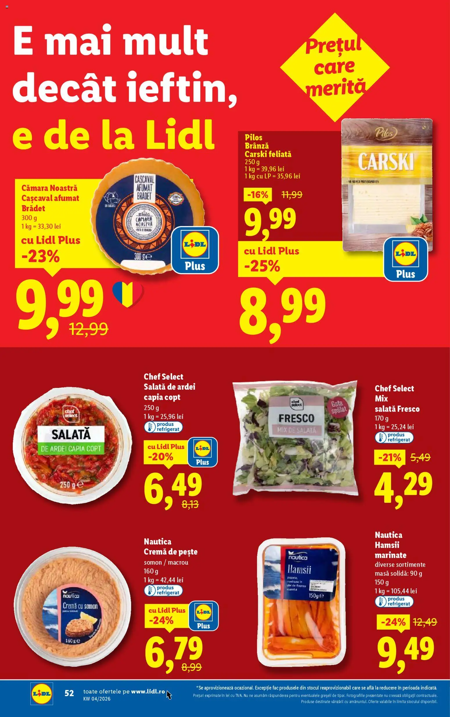 Noul catalog Lidl – valabil de la 19.01.2026 | Pagină: 52 | Produse: Masă, Cașcaval, Konuşturucu Kuş Yemleri, Salată