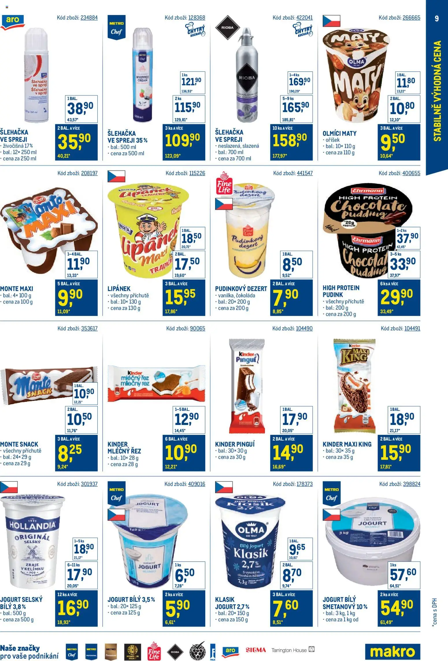 Makro leták - Stabilně výhodná cena od 28.01.2026 | Strana: 9 | Produkty: Lipánek, Jogurt, Protein, Kinder