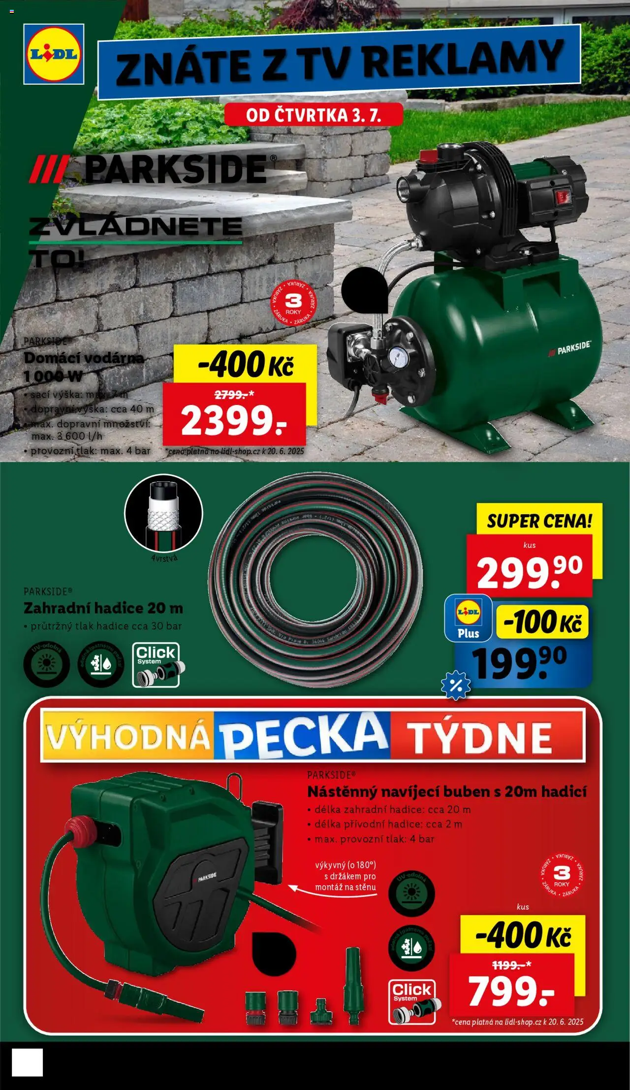 Lidl leták - Spotřební zboží od 30.06.2025 | Strana: 20 | Produkty: Parkside, Buben, Zahradní hadice, Tv