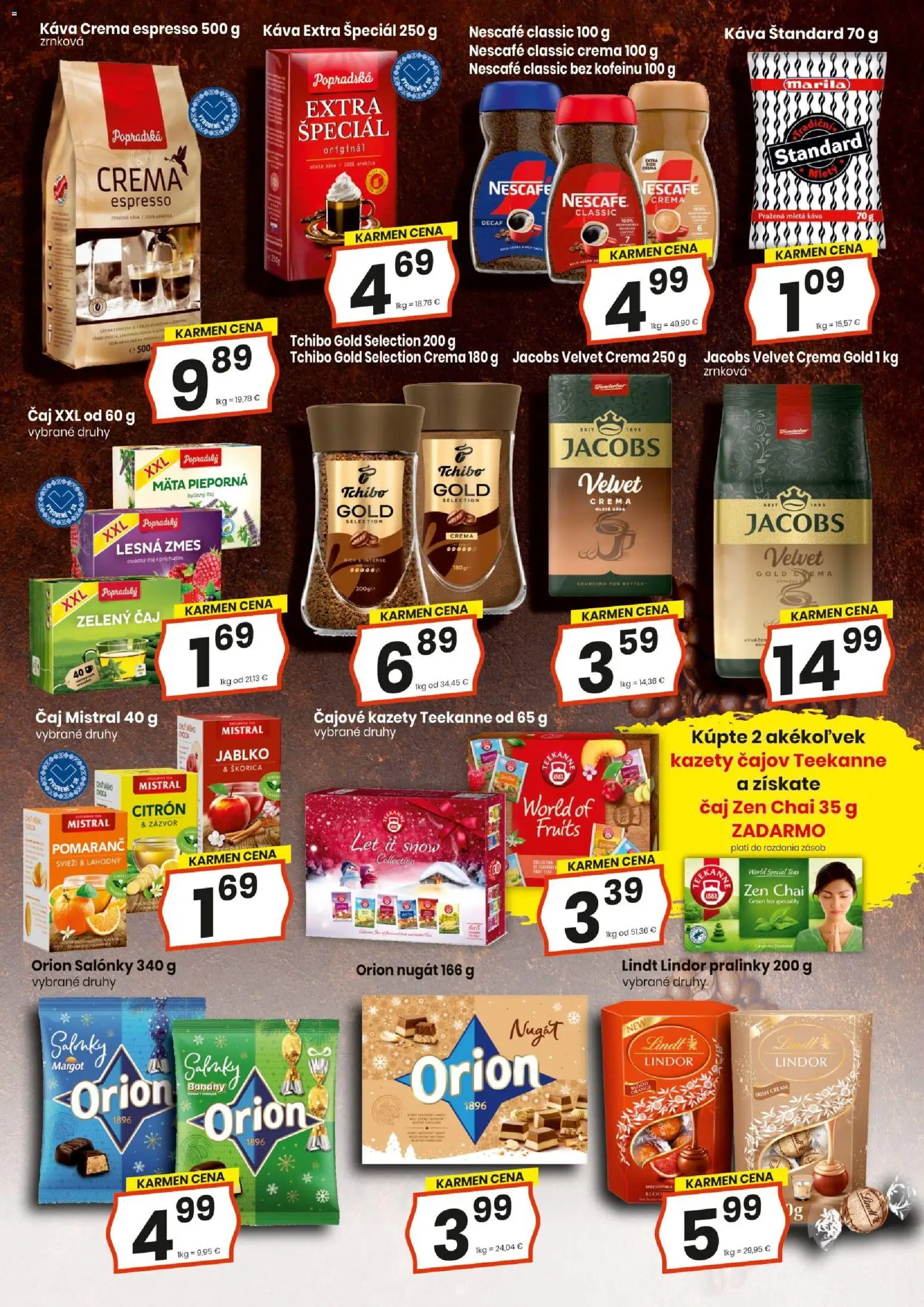 Nové KARMEN CBA akcie – leták je platný od 01.12.2025 | Strana: 17 | Produkty: Banány, Čaj, Lindor, Lindt